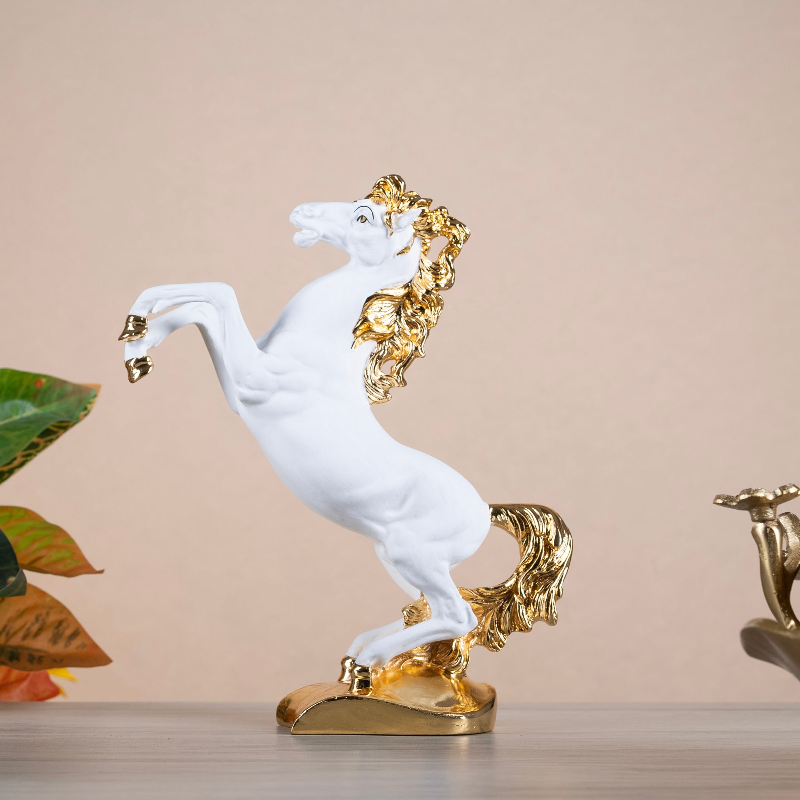 Pure Gold Coated White Horse