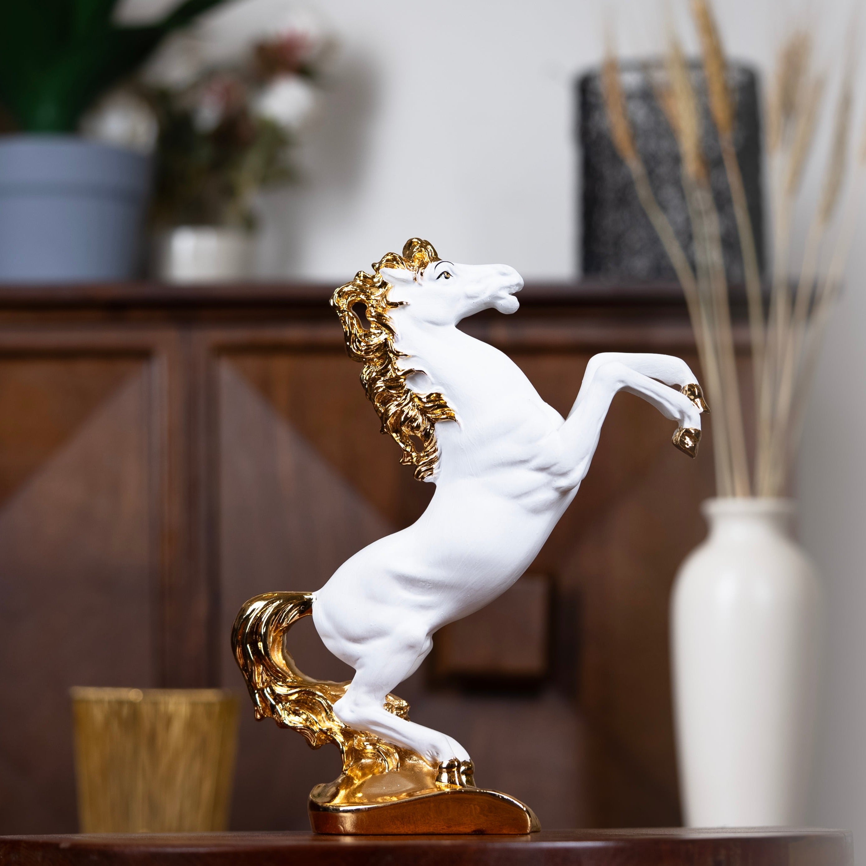 Pure Gold Coated White Horse