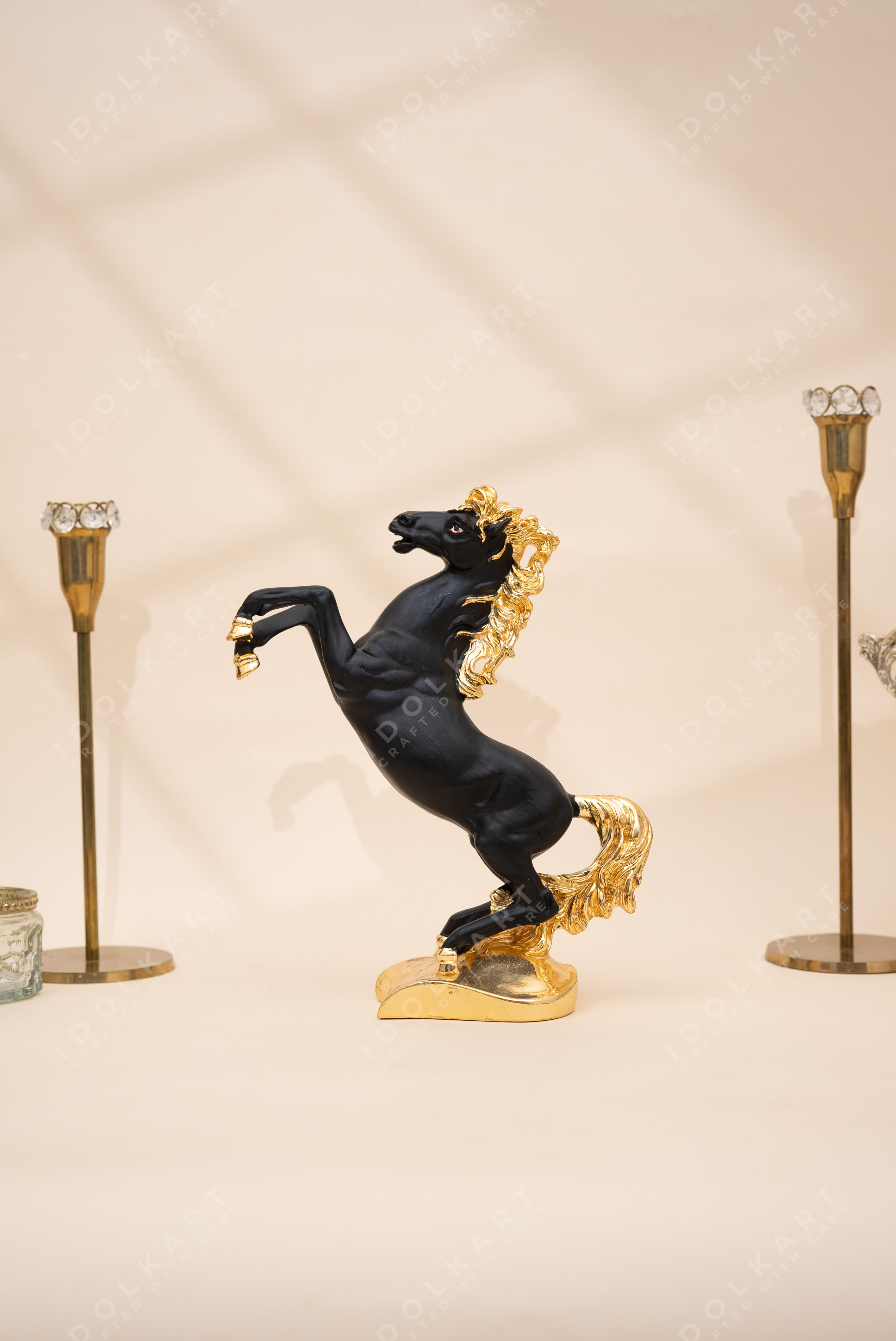 Gold Coated Black Horse