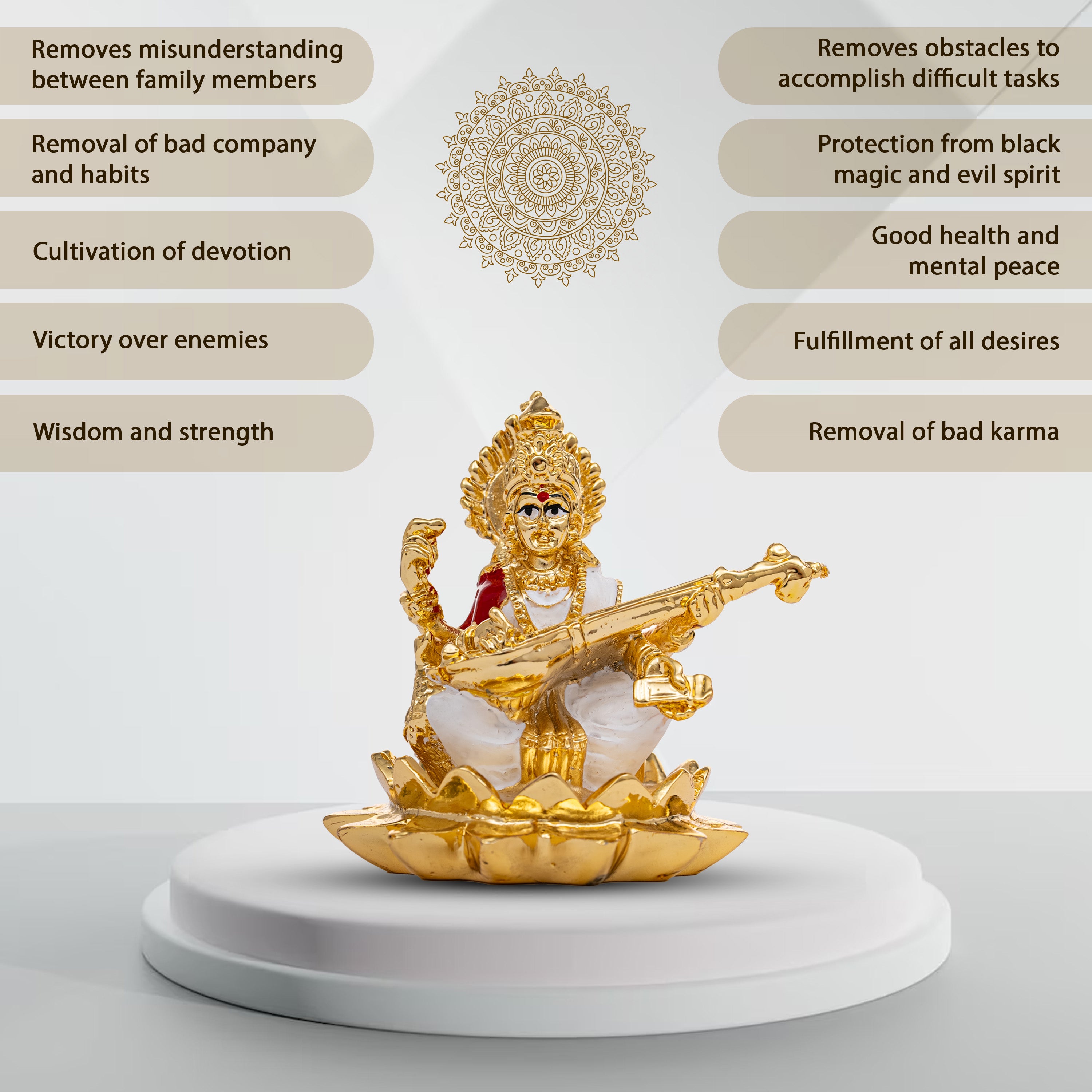 Saraswati Mata on Lotus | 3 inch | Idolkart