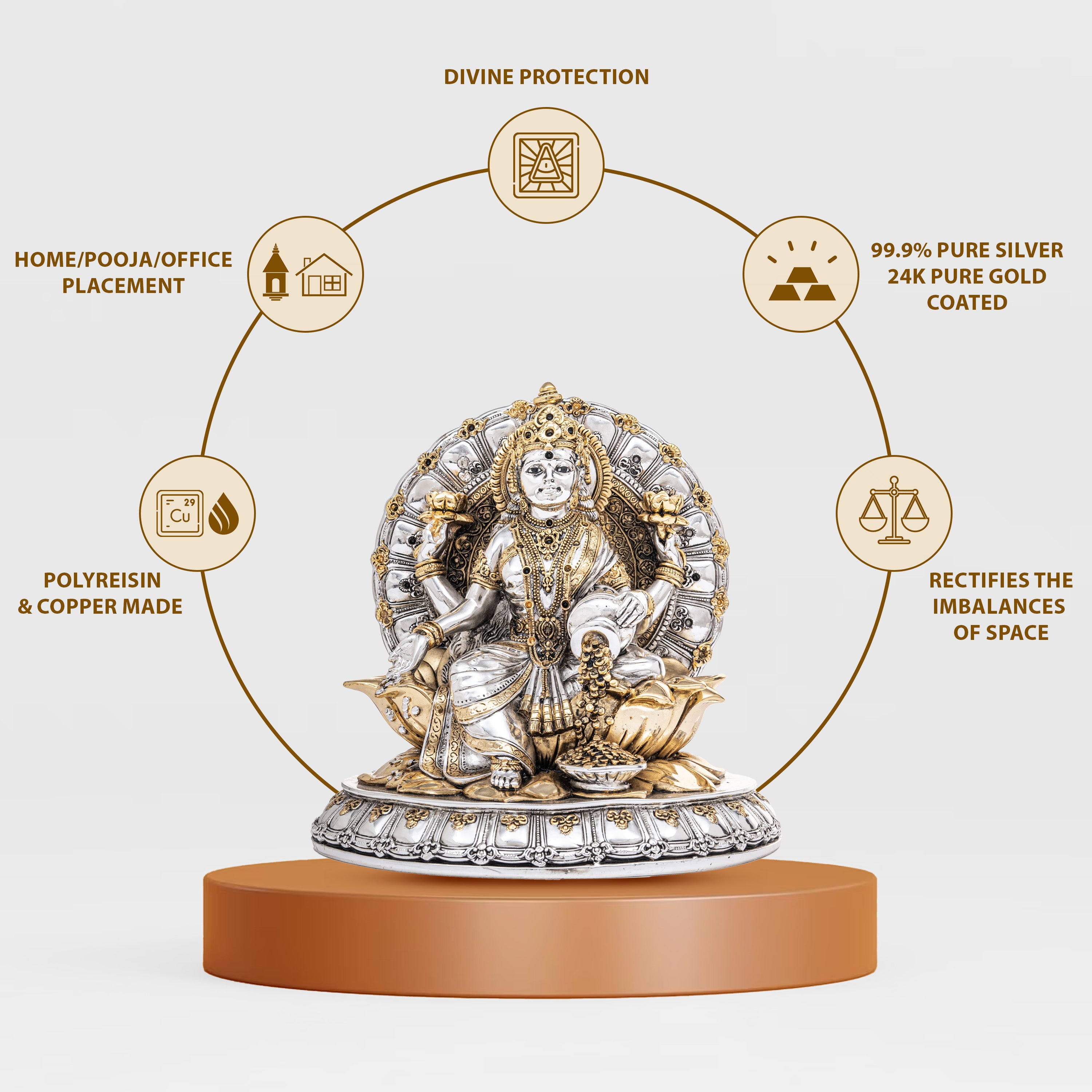 Antique Gold & Silver Coated Laxmi Idol