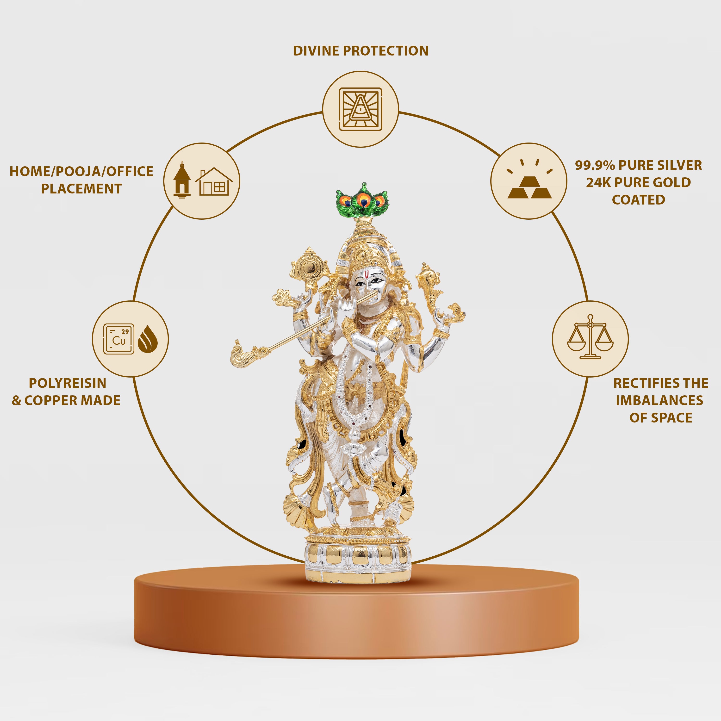 Silver Coated Premium Krishna Murti