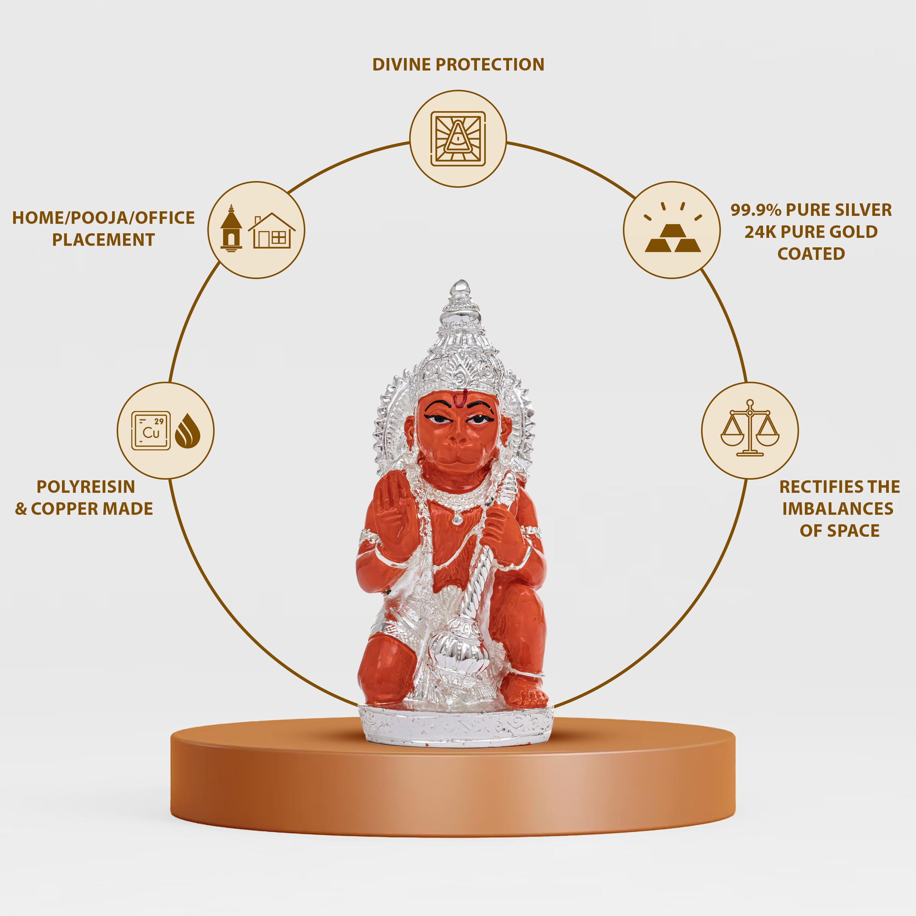 Silver Coated Hanuman Murti - 5 Inch