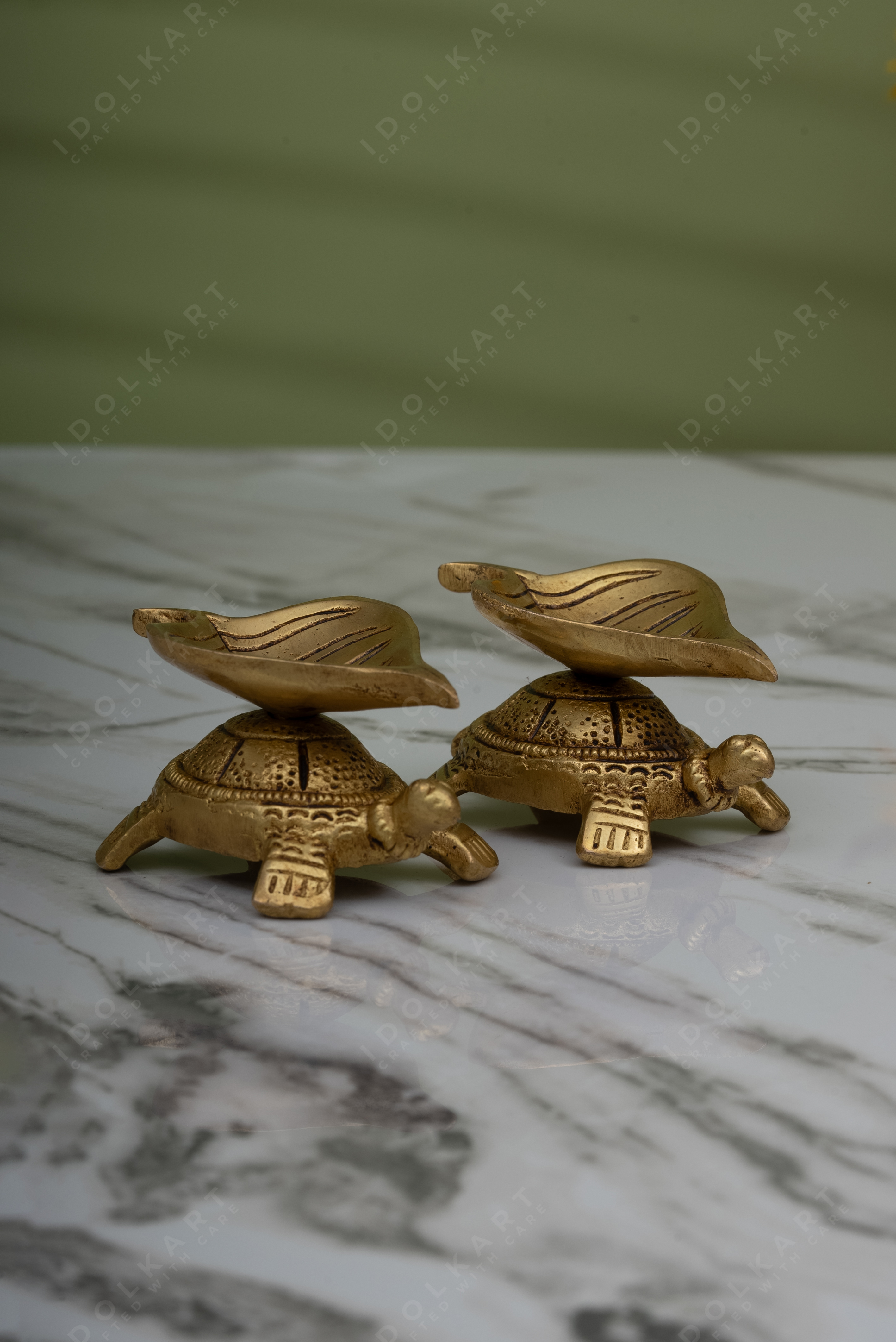 Pure Brass Tortoise Oil Lamp Diya - Pack Of 2