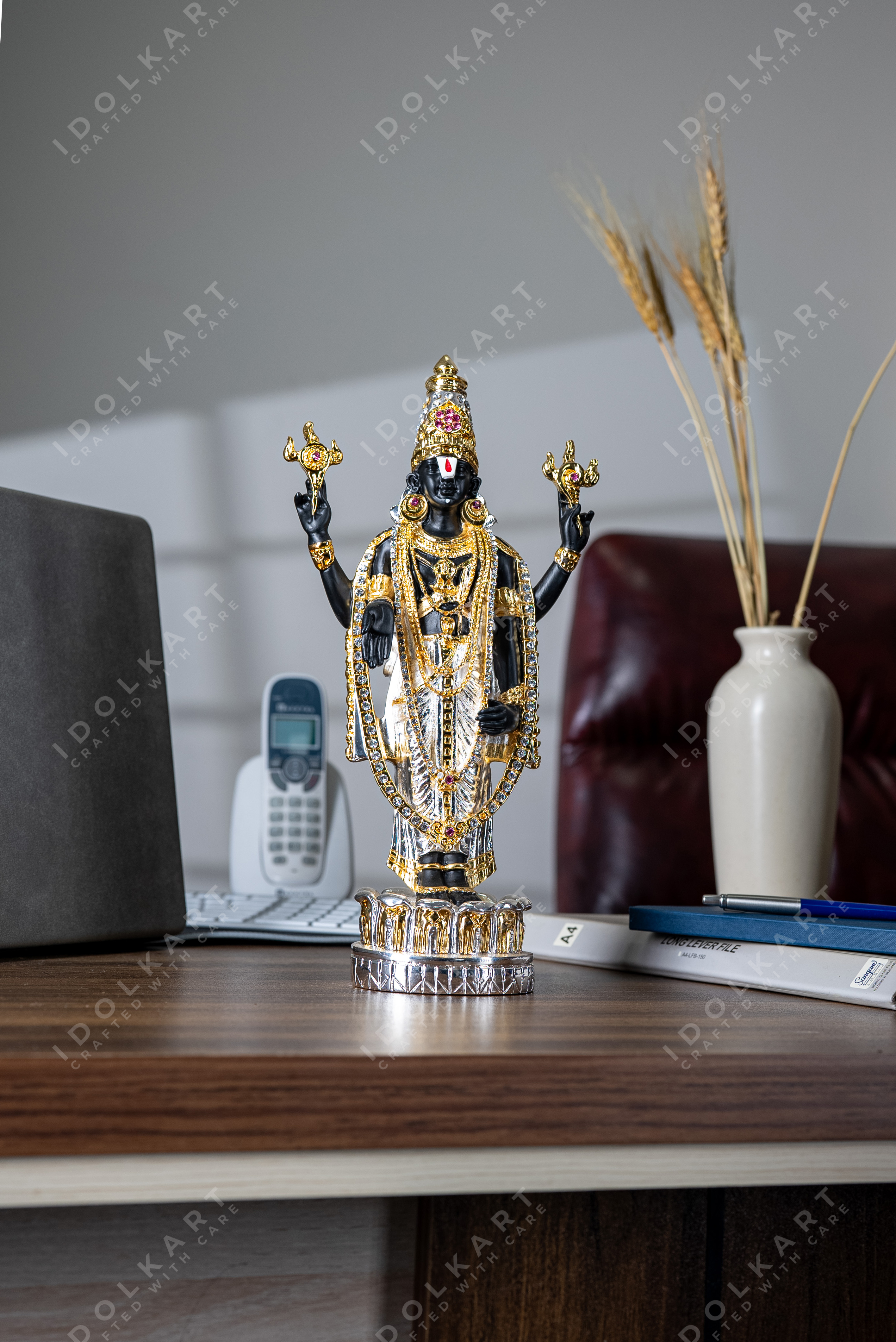 Idolkart Gold and Silver Coated Tirupati Balaji Murti Idol | Lord Venkateswara | Venkateshwara Swamy Idol | Murti for Mandir Temple | Statue for Home Decor