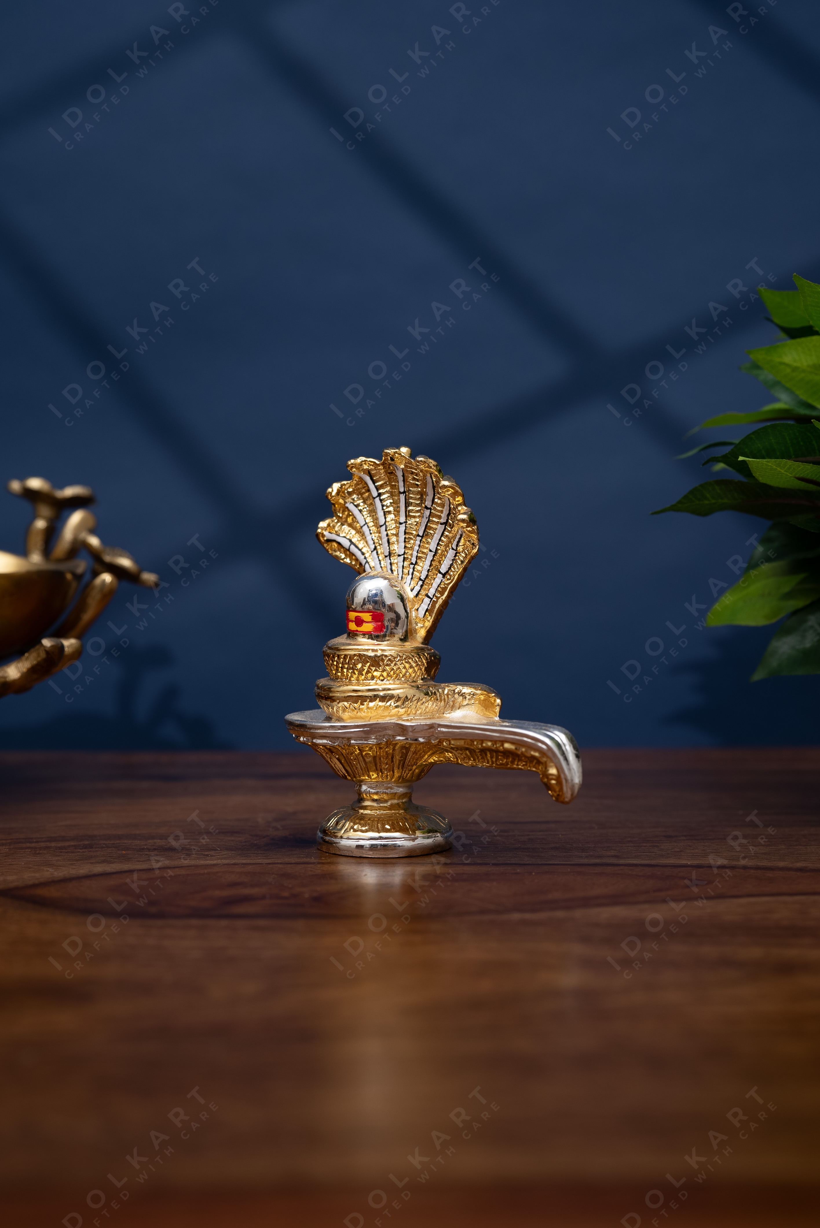 Gold and Silver Coated Shivling - Auspicious Symbolic Idol of Lord Shiva