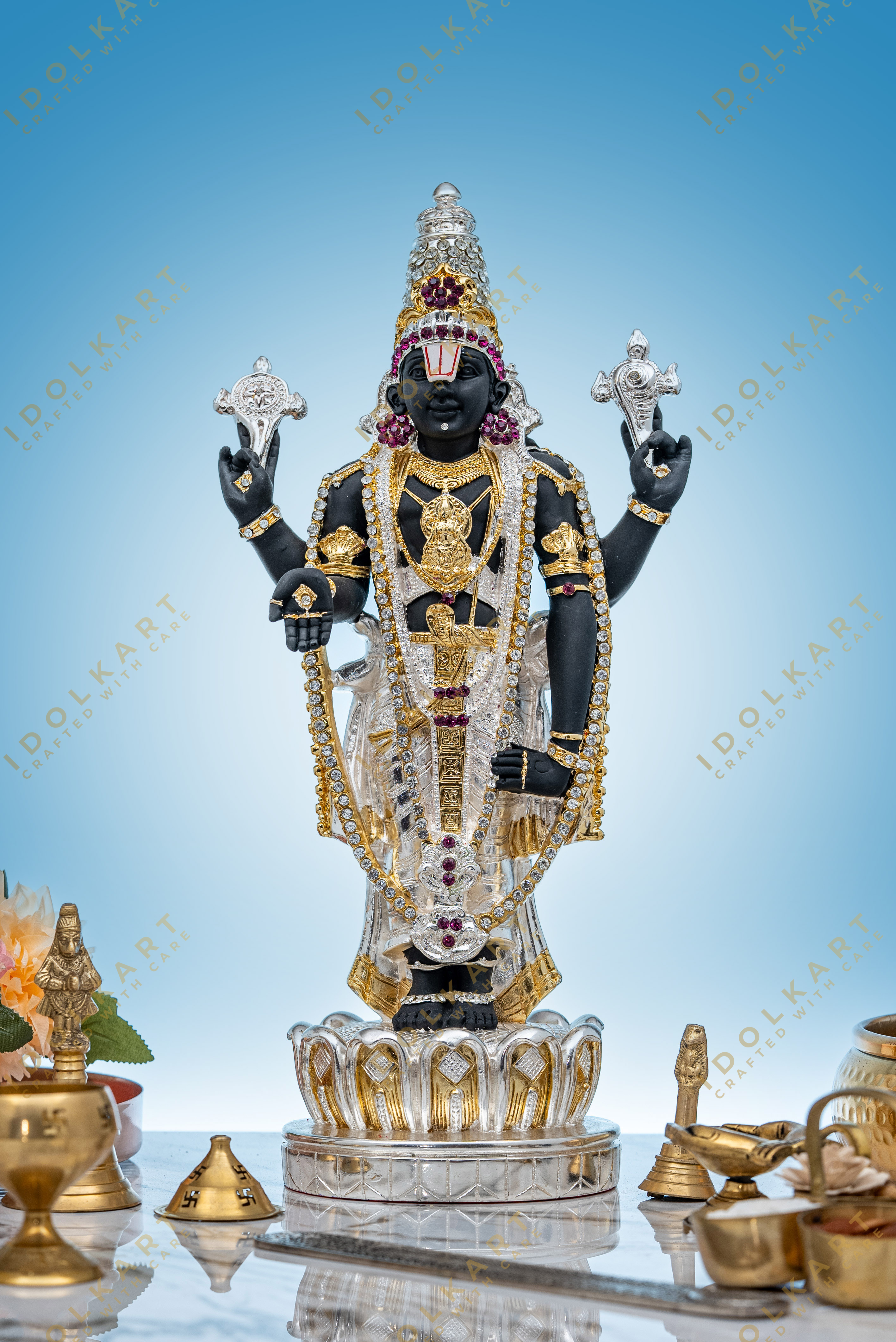 Idolkart Gold and Silver Coated Tirupati Balaji Murti| Lord Venkateswara