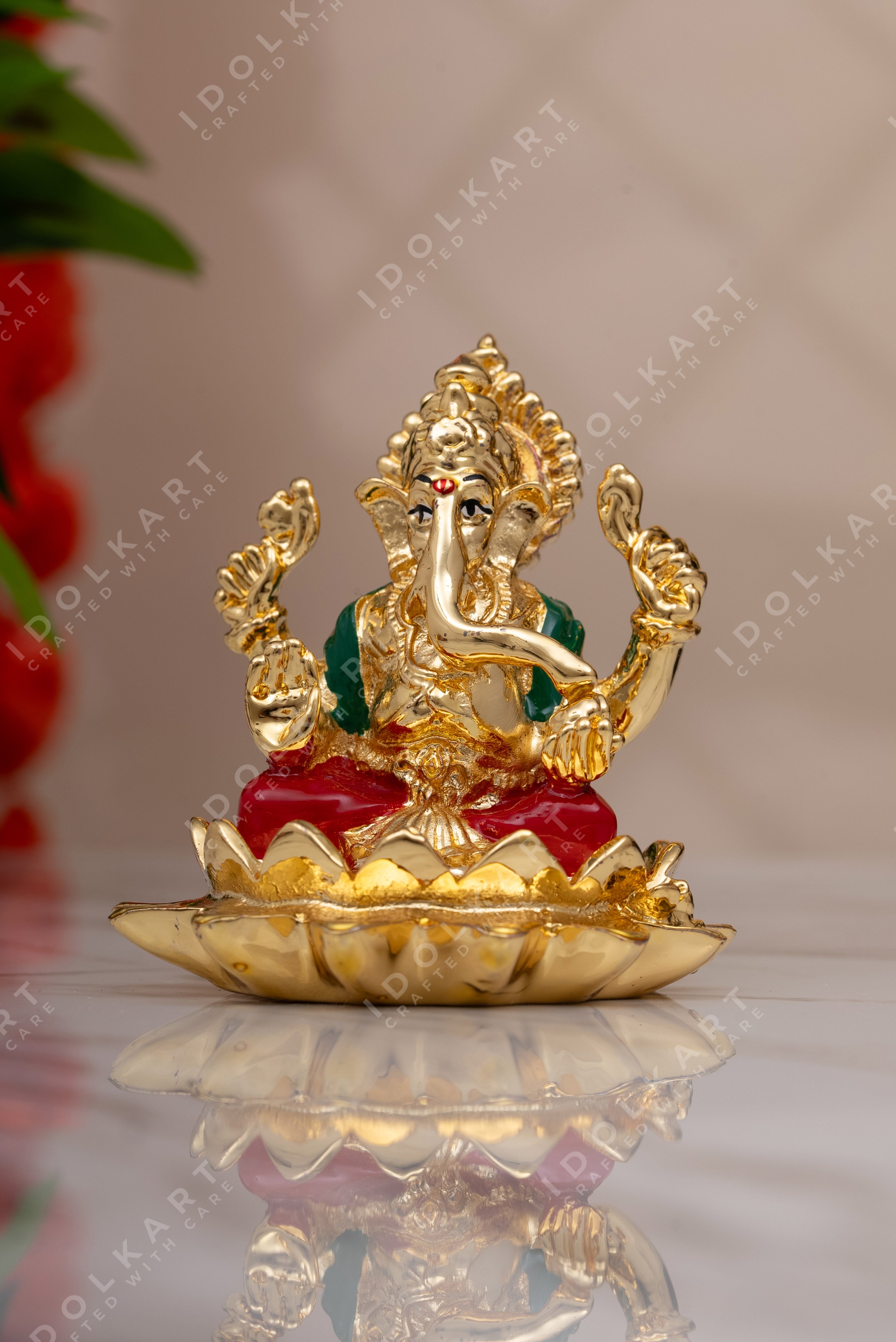 Authentic Gold Coated Ganesha on Lotus