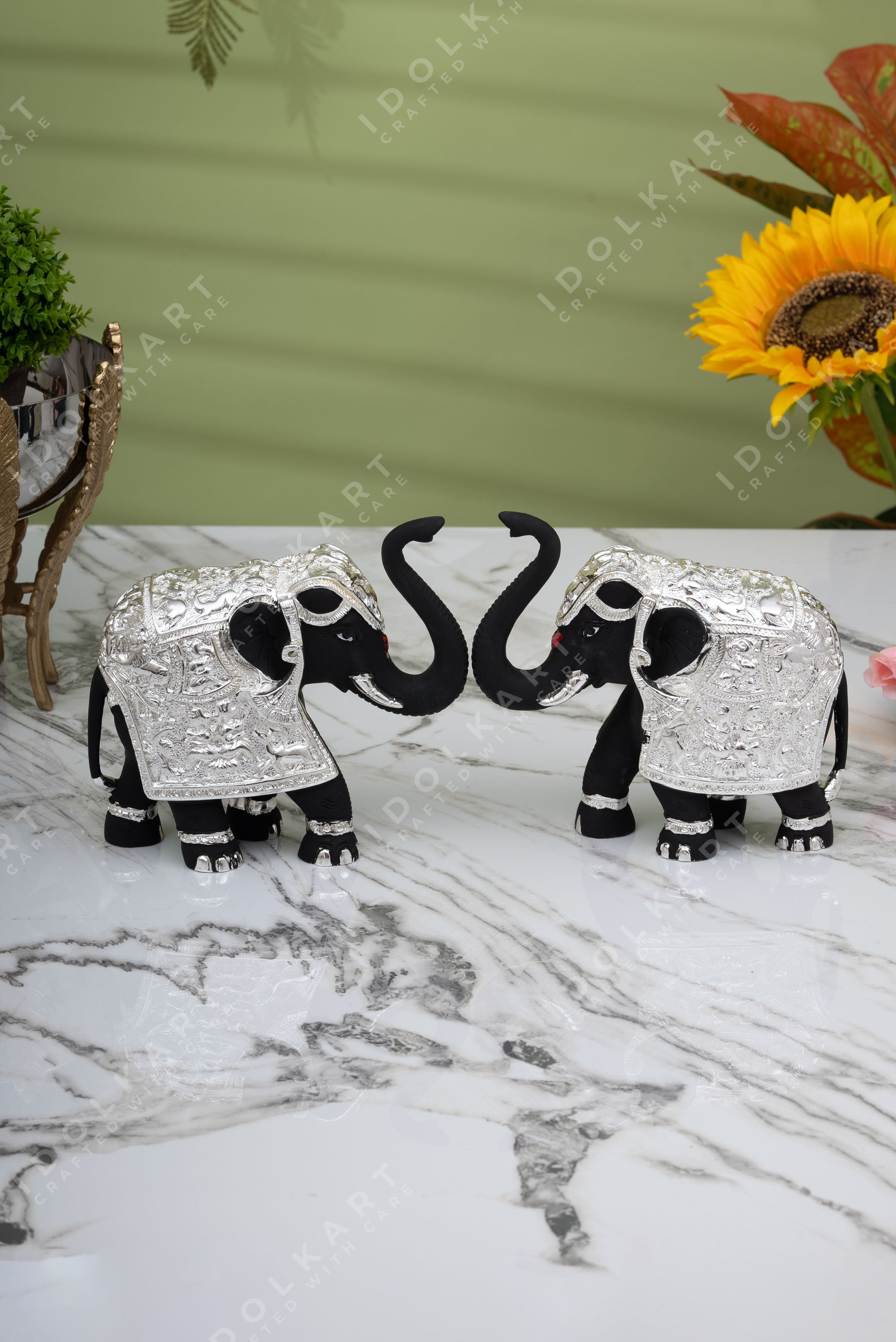 Silver-Blue Elephant idol for home