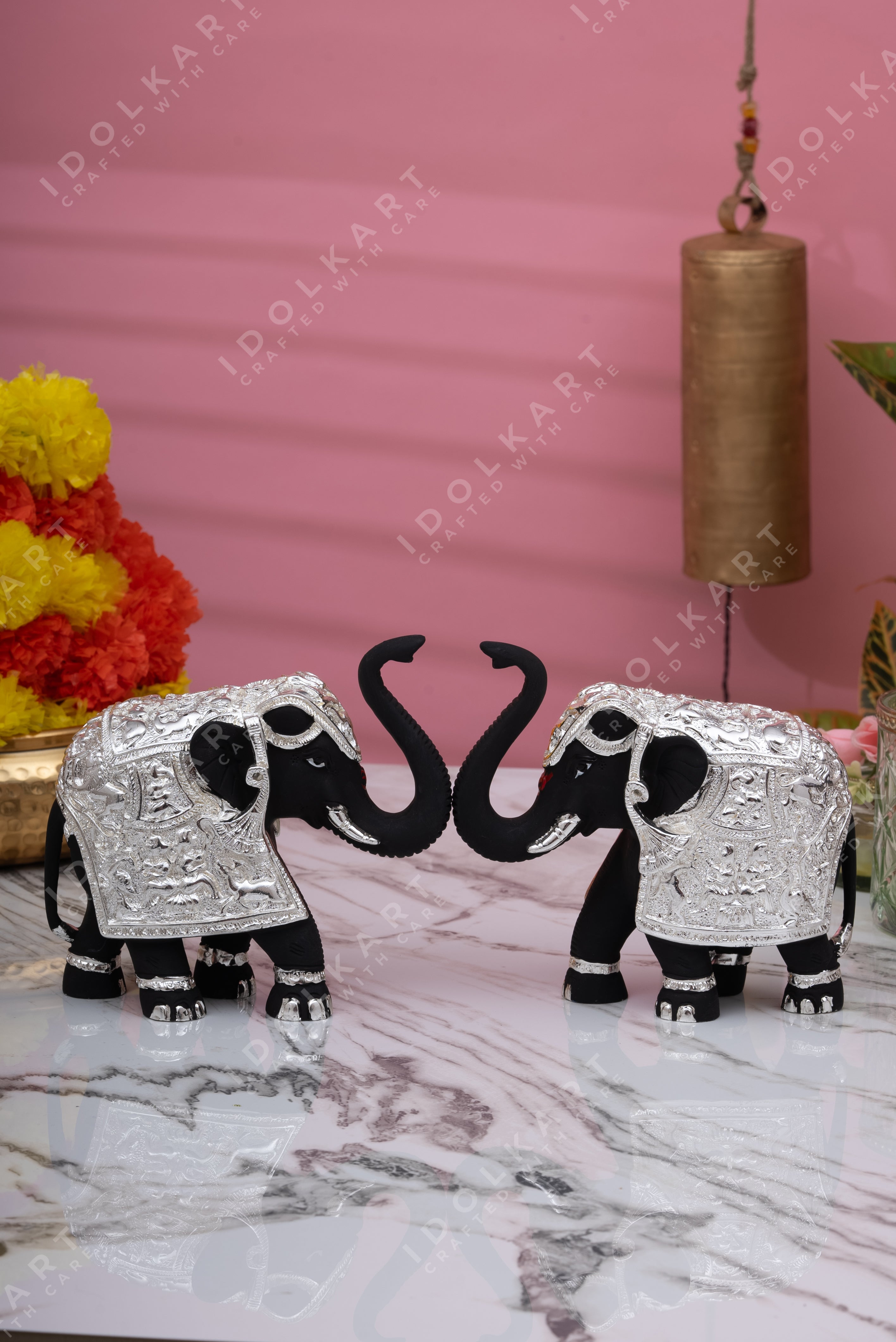 Silver-Blue Elephant idol