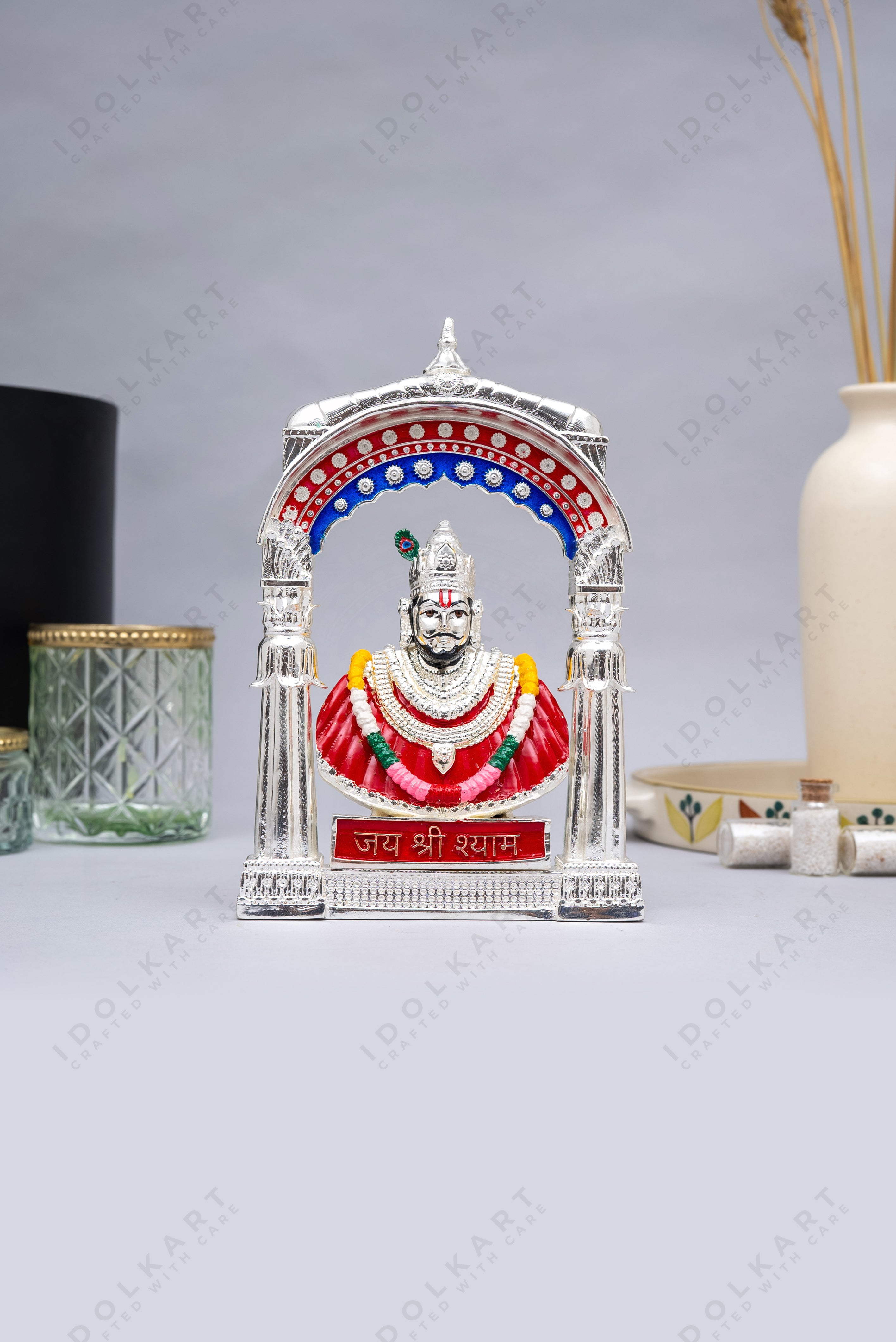 Pure Gold Coated Khatu Shyam Murti | Khatu Shyam ji Idol for Car Dashboard |Shyam Baba Murti Idol for Peace & Positivity |Khatu Shyam Ji Ki Murti For Home