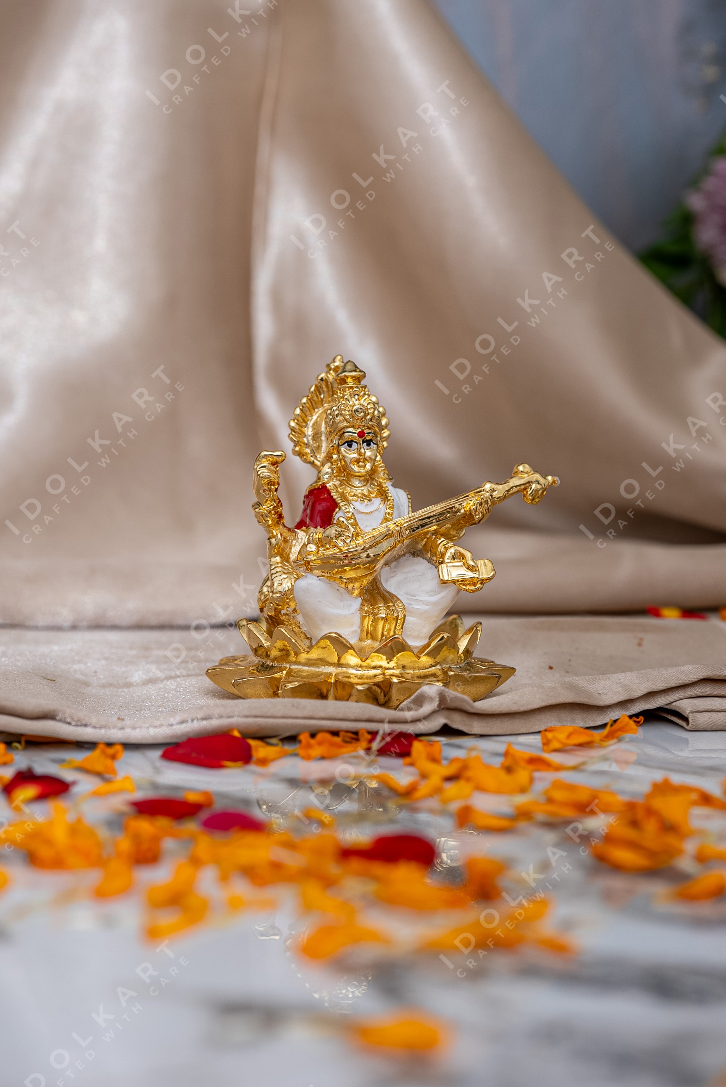 Saraswati Mata on Lotus | 3 inch | Idolkart