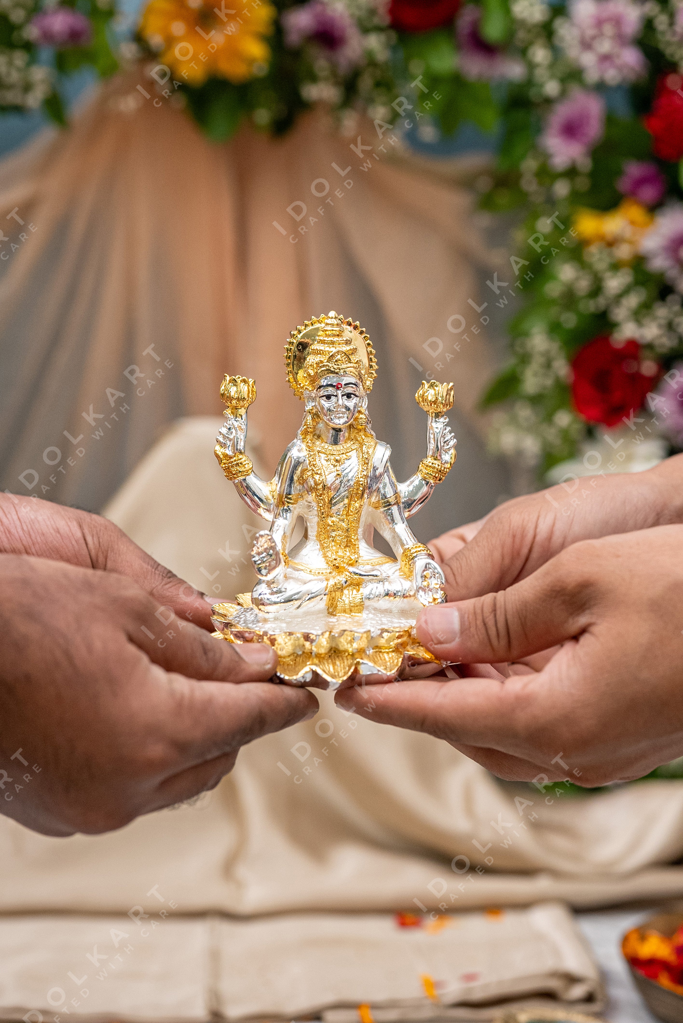Ganesh, Lakshmi, Saraswati on Lotus | Idolkart