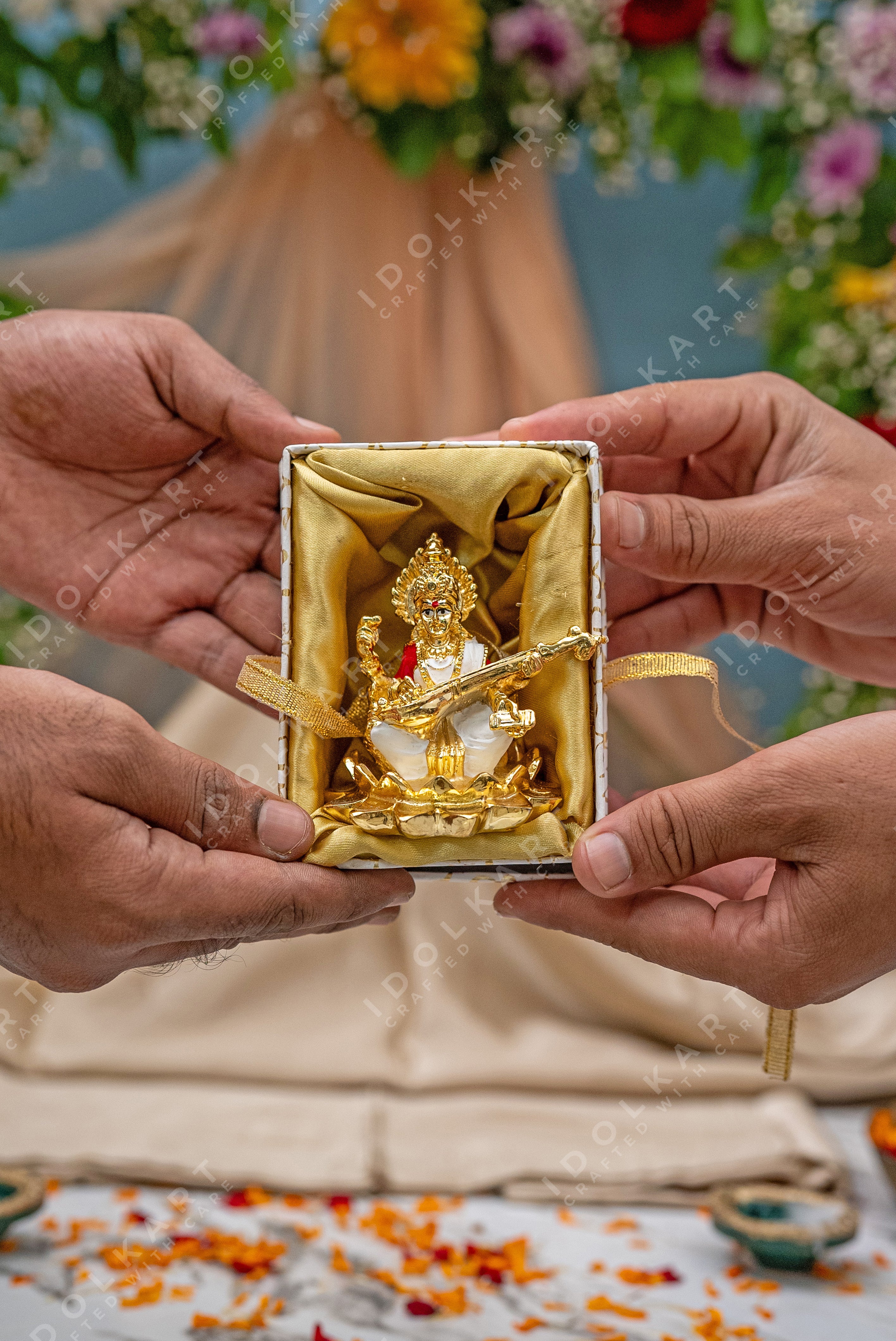 Saraswati Mata on Lotus | 3 inch | Idolkart