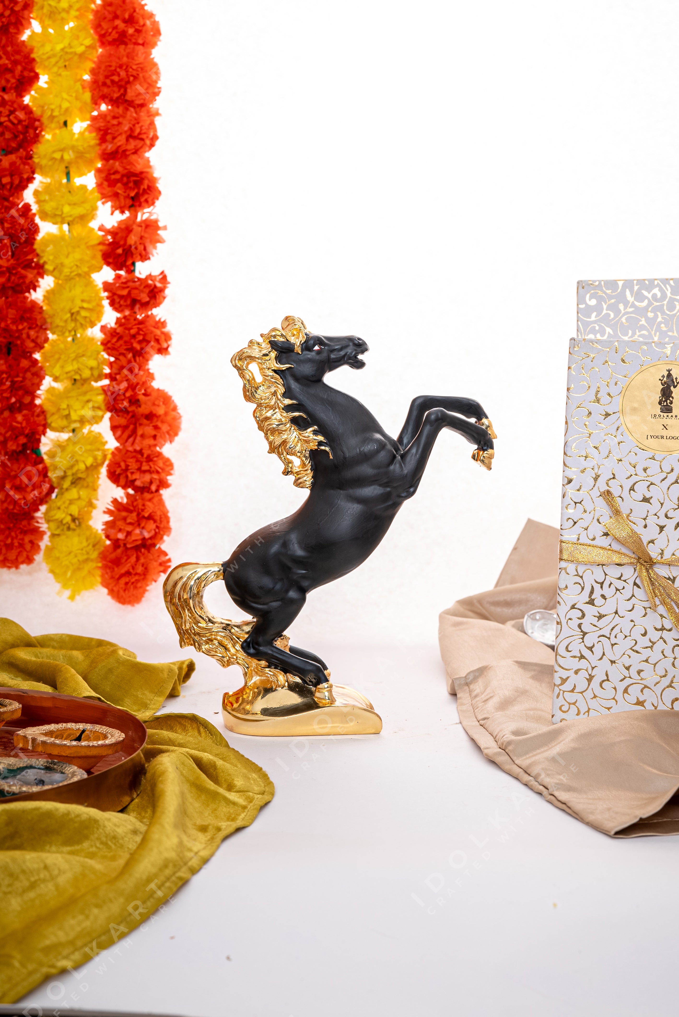 Gold Coated Black Horse