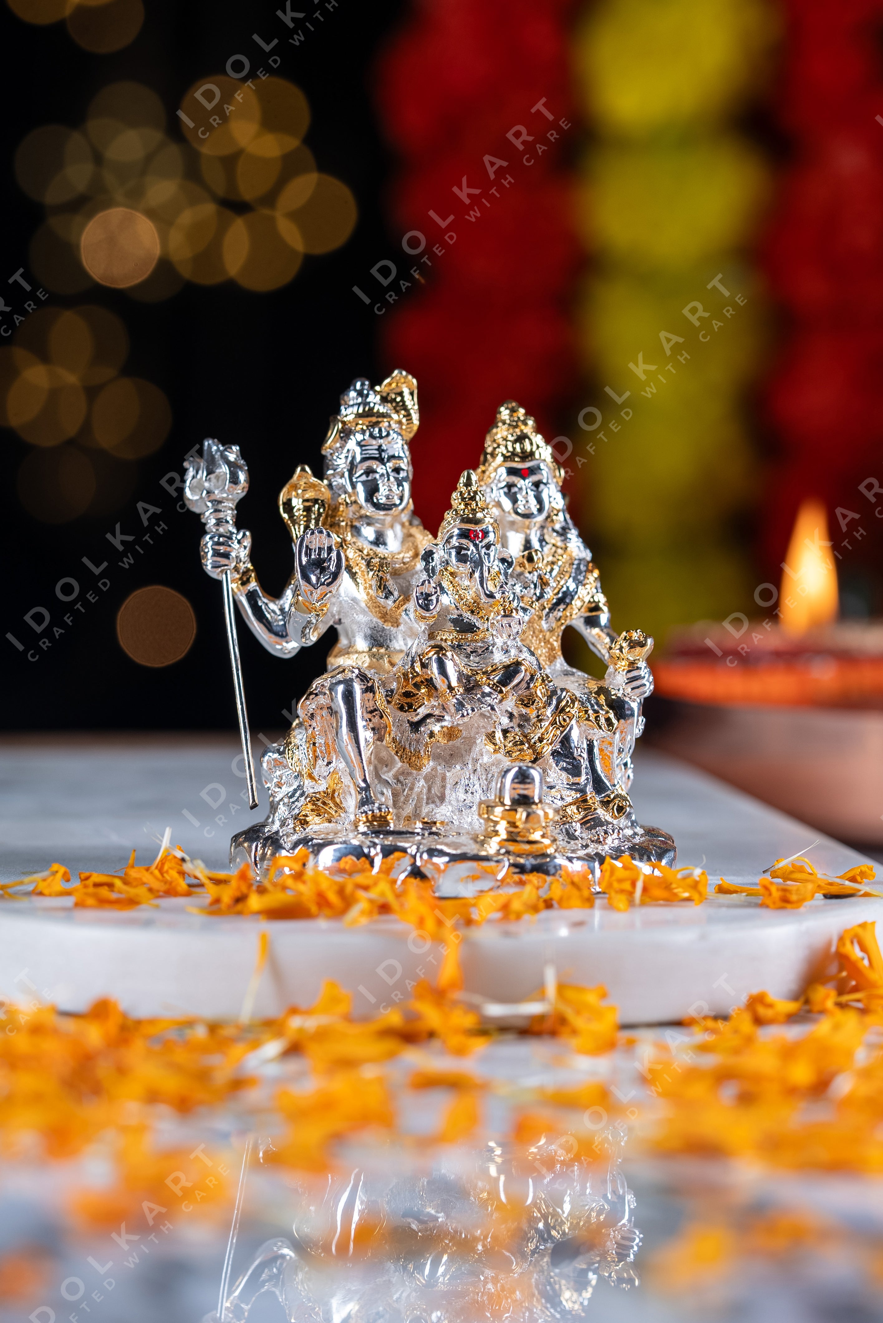 Gold & Silver Shiva Parvati idol