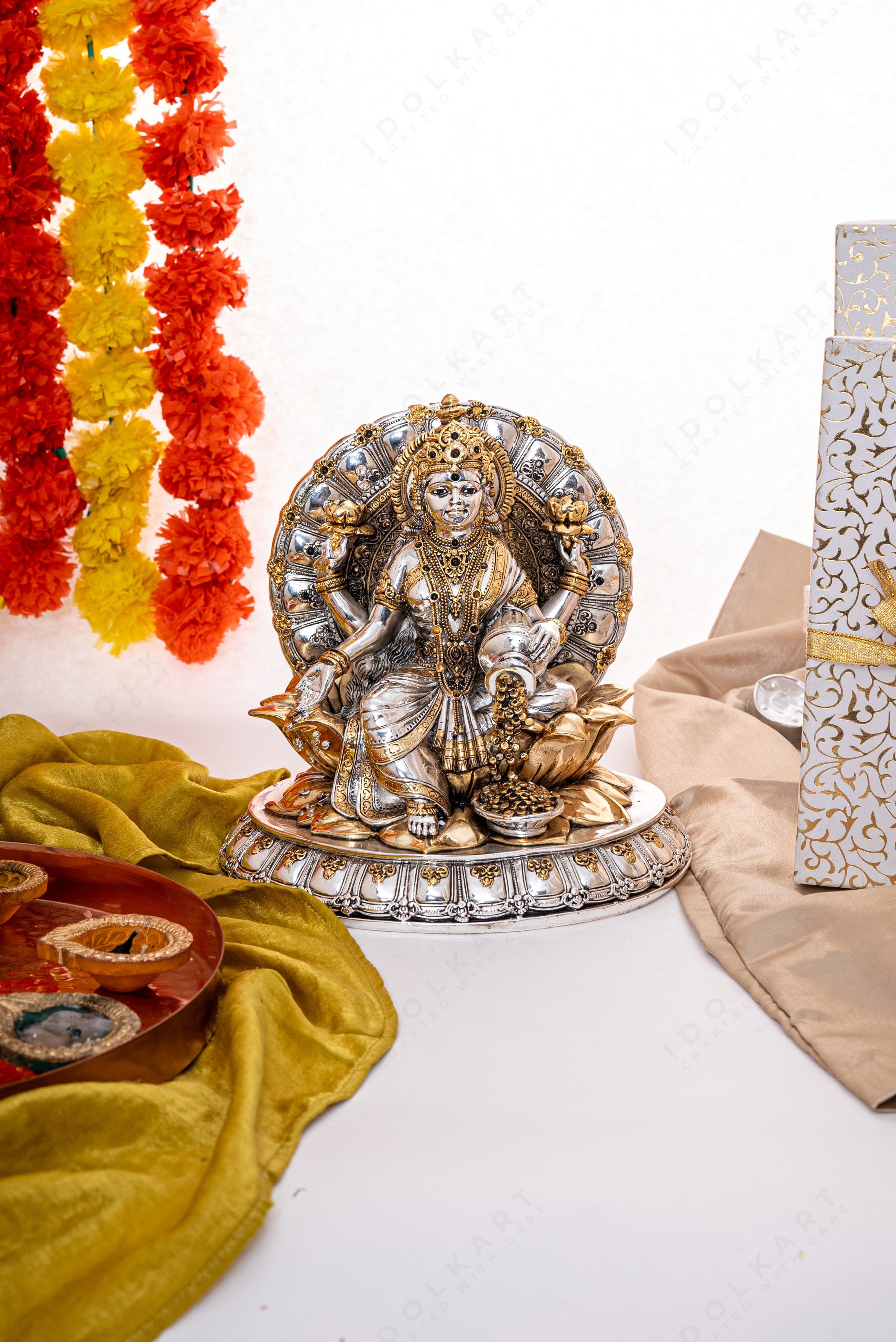 Antique Silver & Gold Laxmi Idol