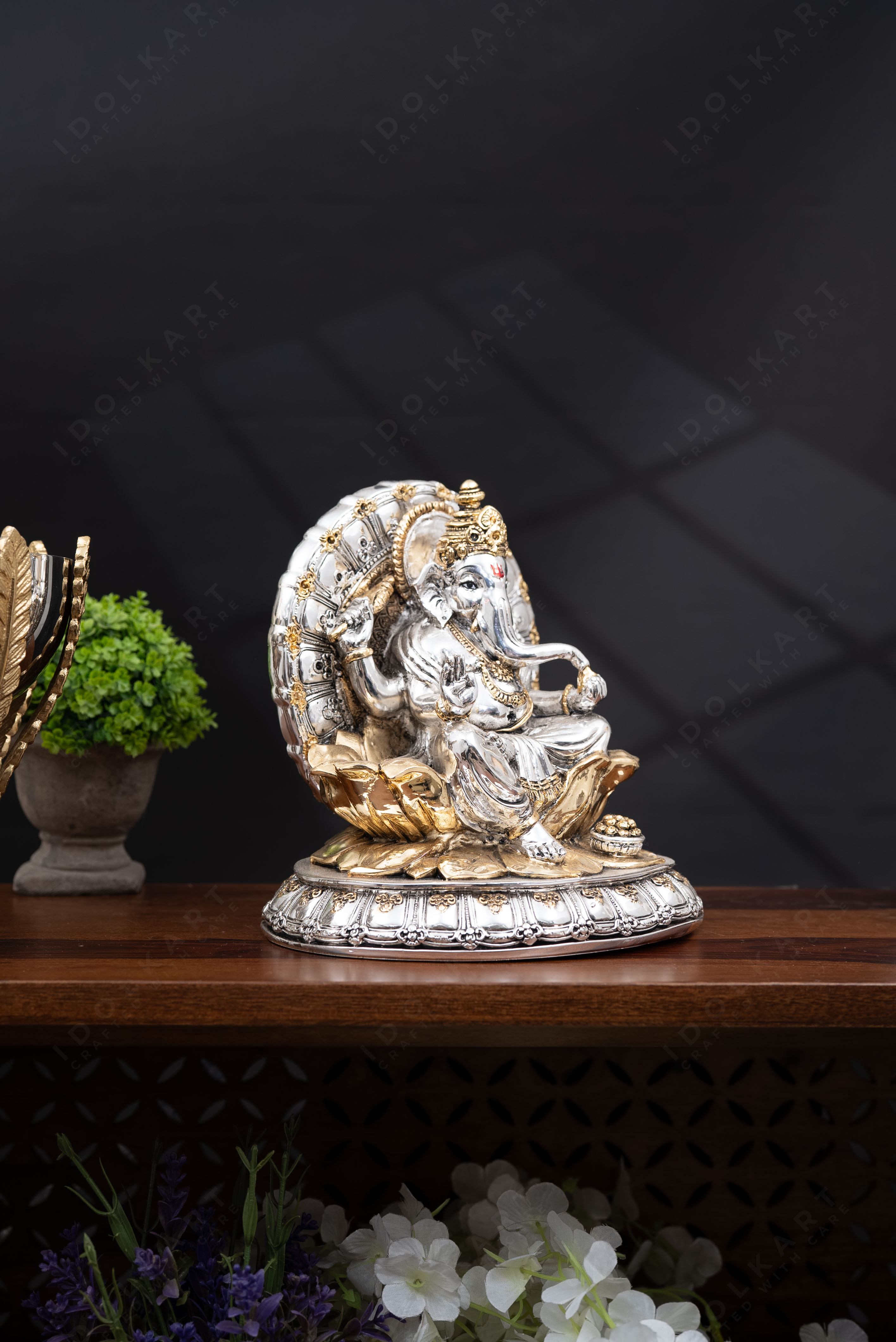 Gold and Silver Coated Ganesha Murti