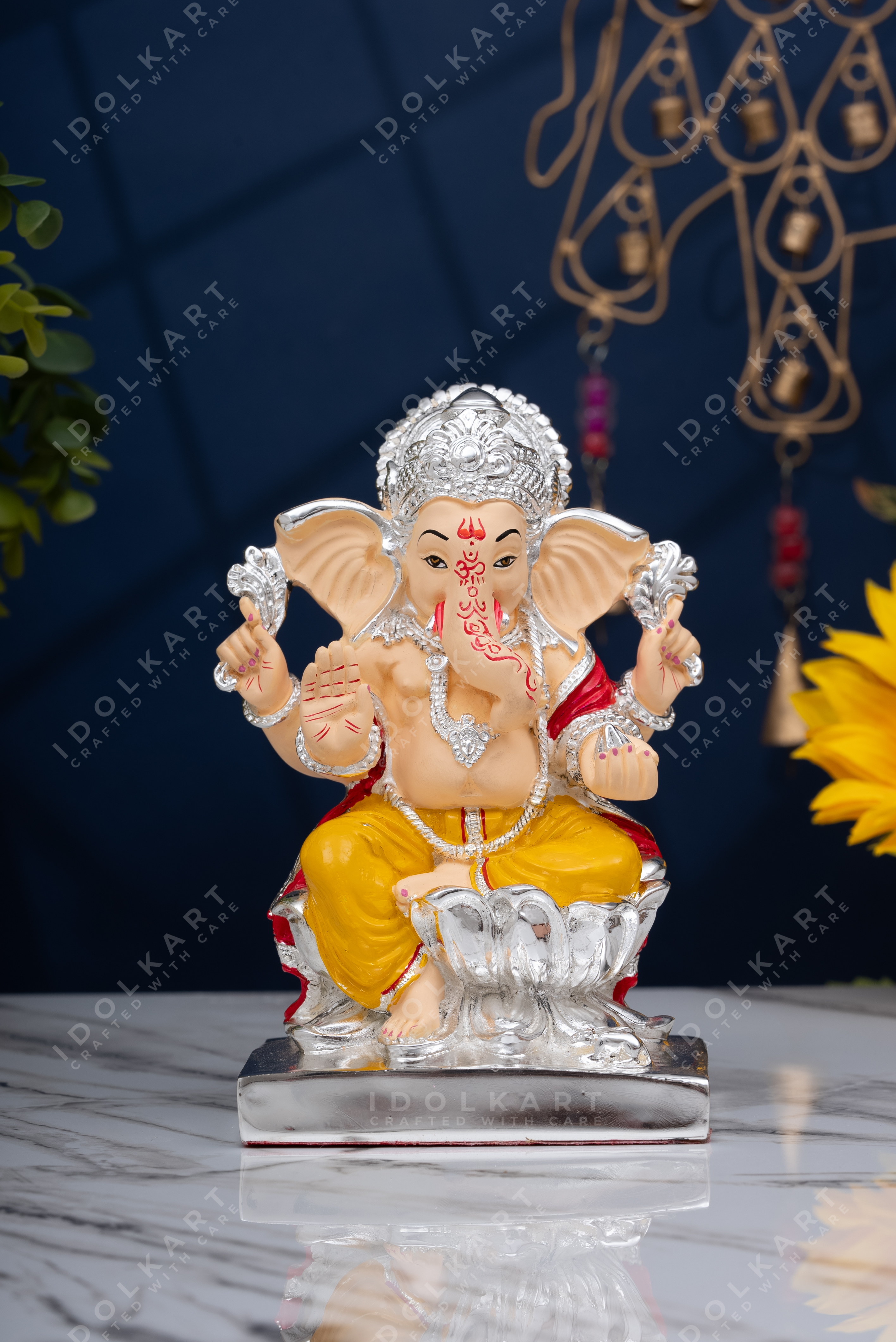 Silver Coated Ganesha Idol For Home