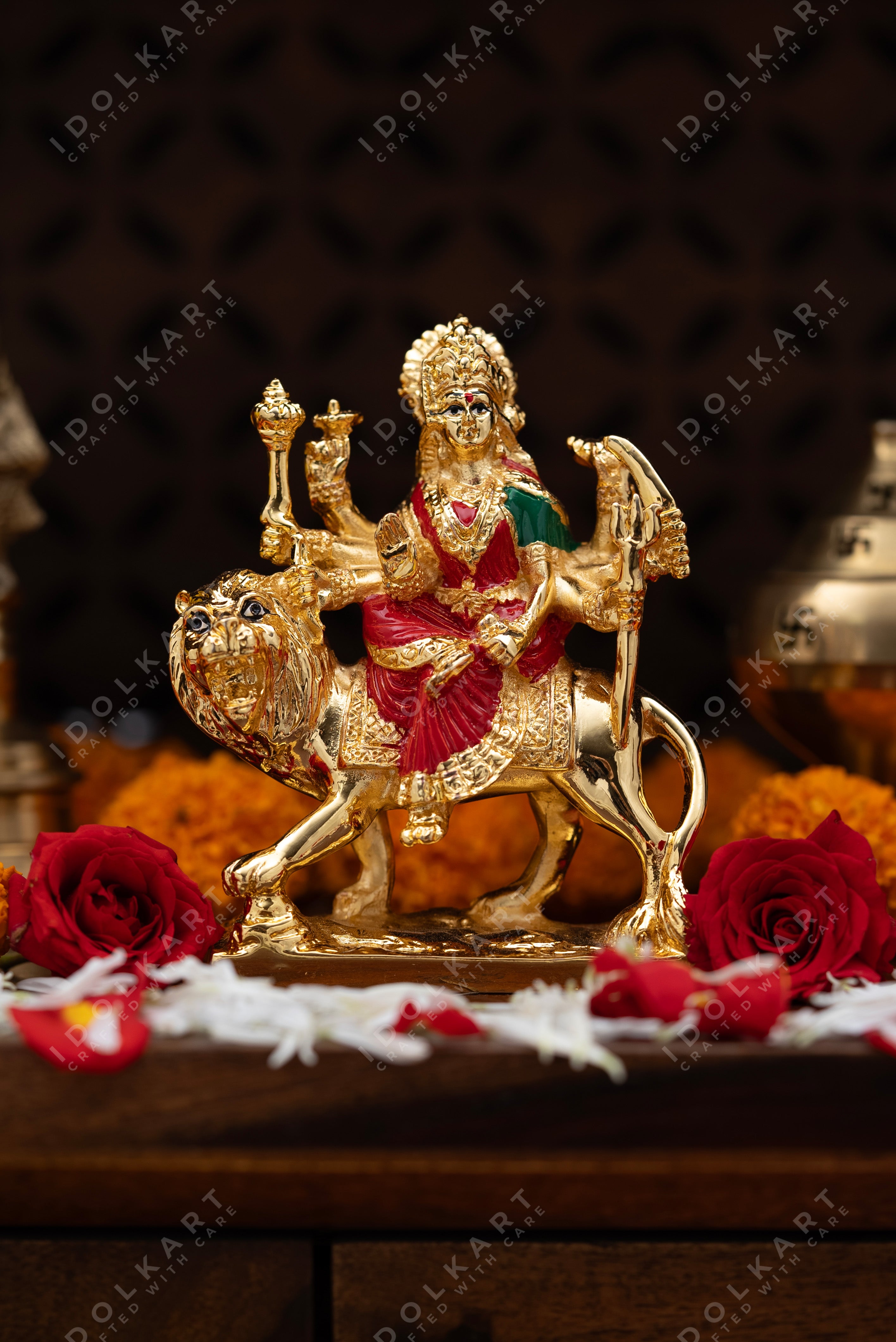 Gold Durga Mata Idol - 5 Inch