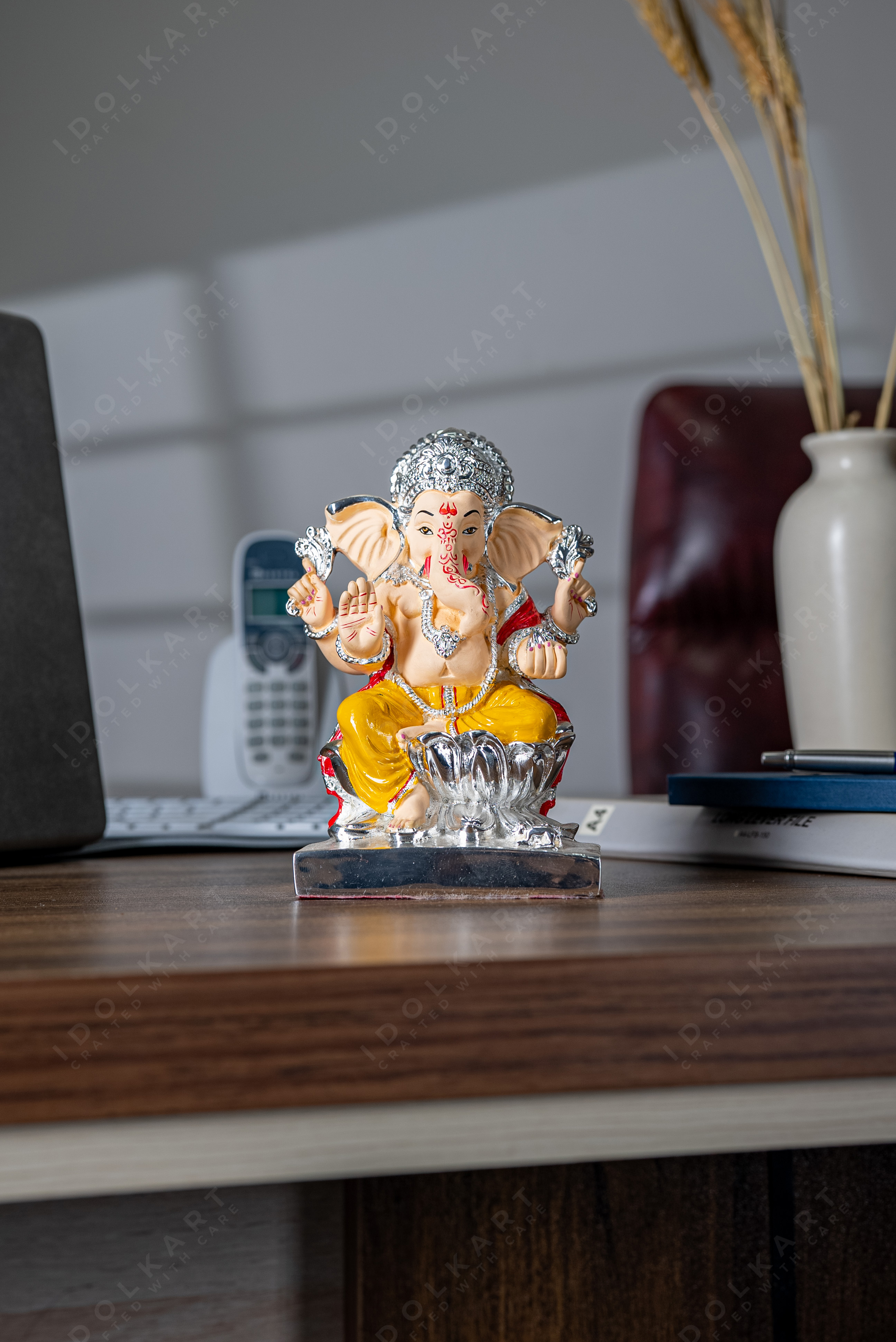 Silver Coated Ganesha Idol For Office
