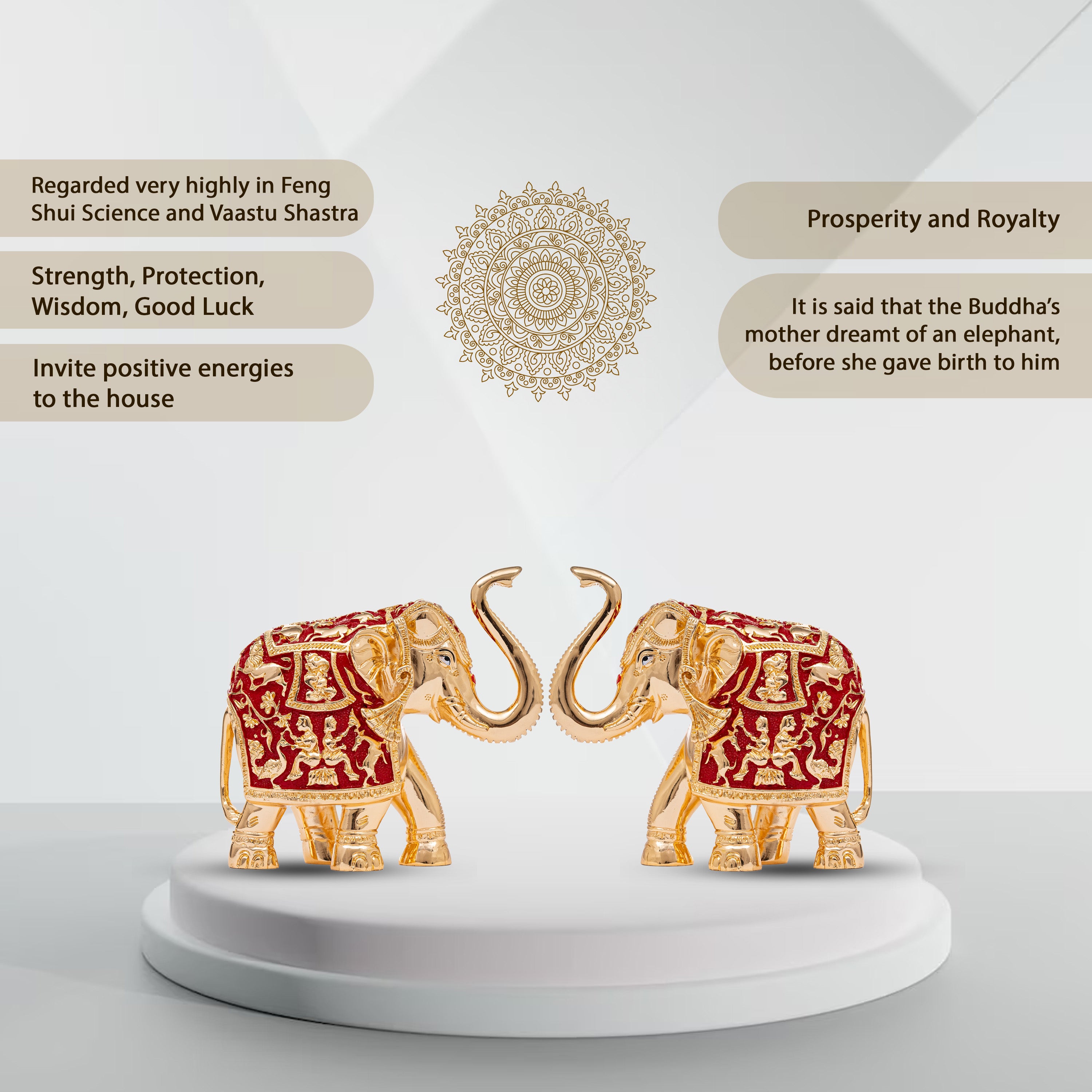 Vastu benefits of Gold-Red elephant Pair