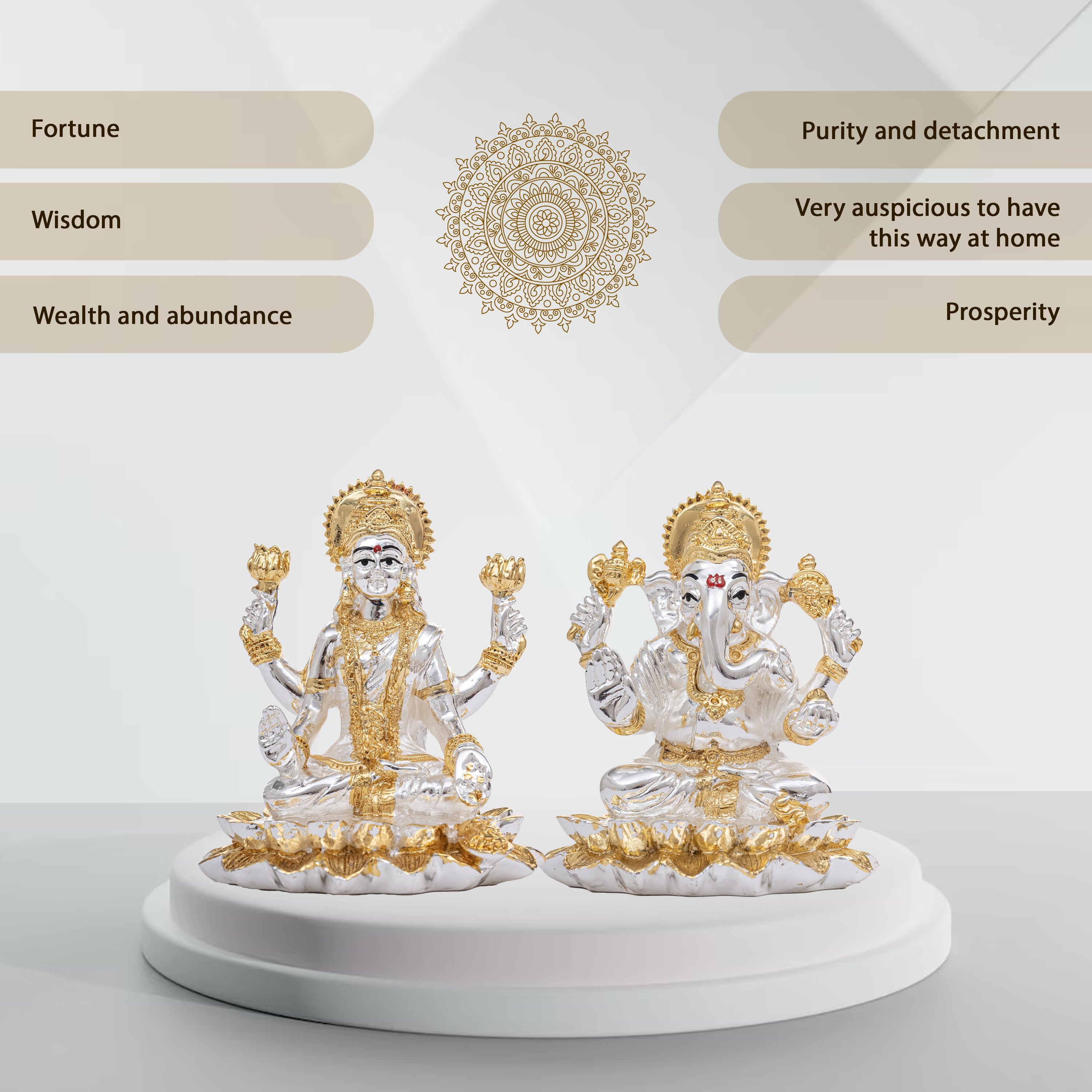 Gold Ganesha and Lakshmi Murti on Lotus