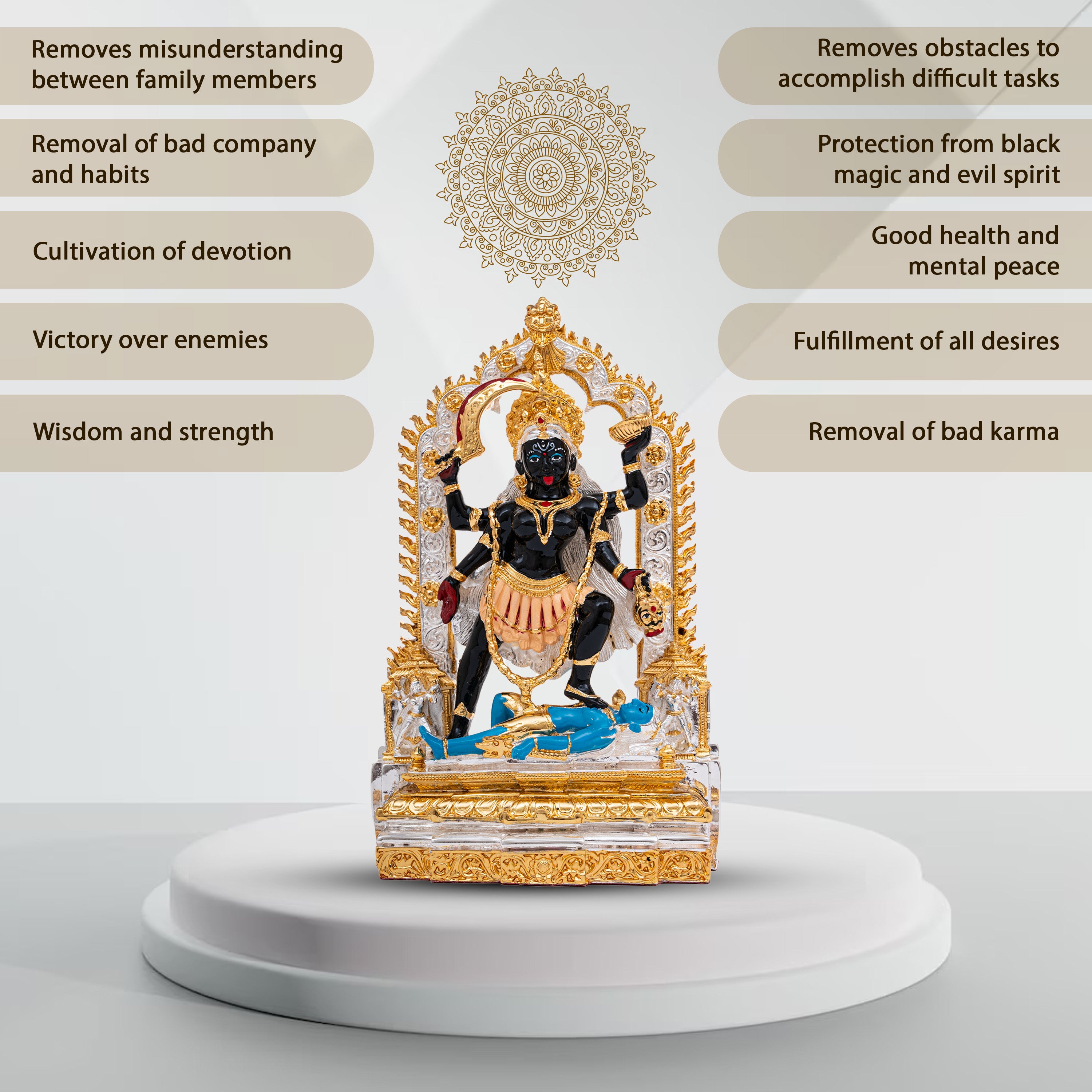 Goddess Kali Murti, Kali Mata Murti, Goddess Kali Idol, Maa Kali Mata Sculpture, Hindu God Statues, Handmade Hindu Religious Showpiece Gifts Puja