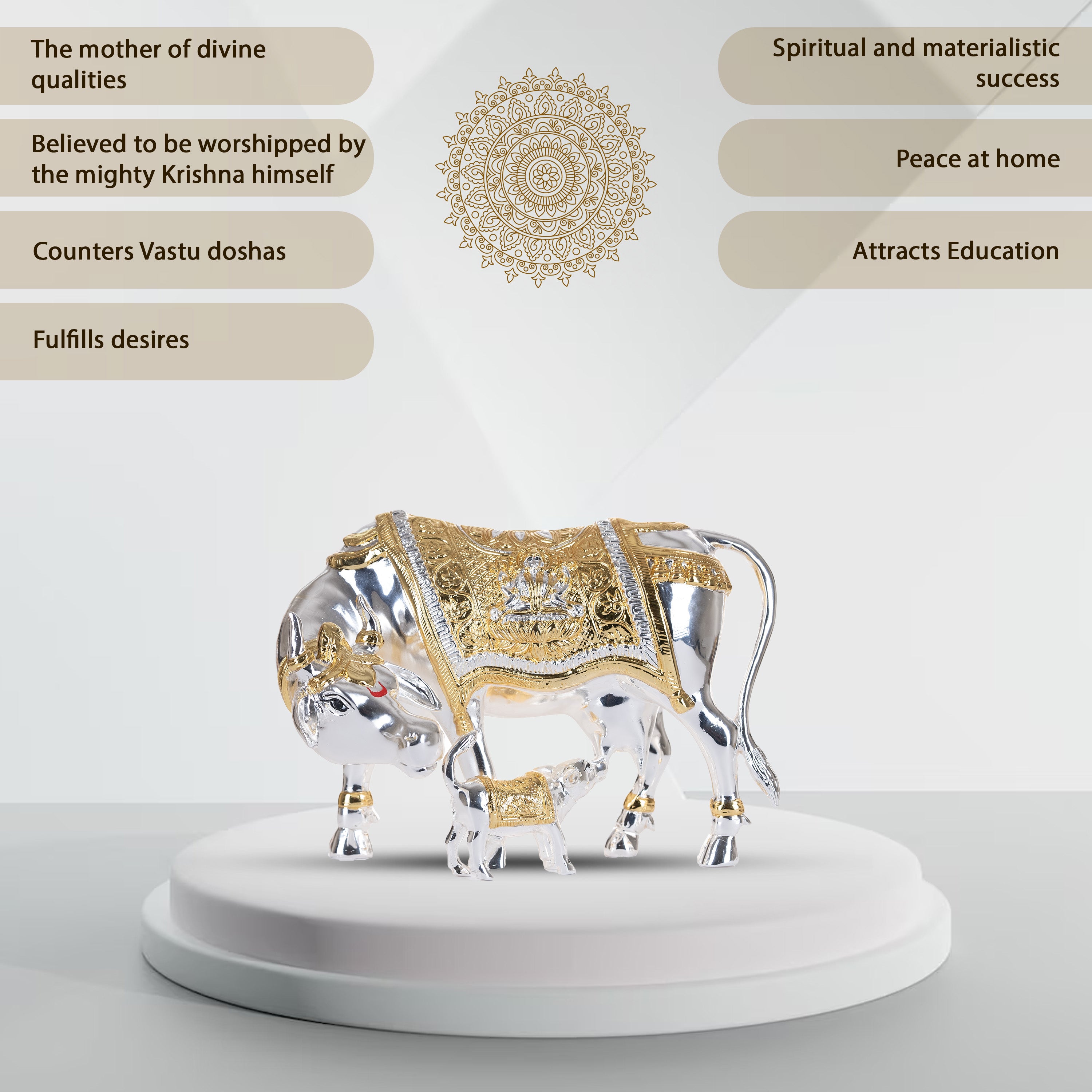 Positive benefits of kamadhenu with calf idol