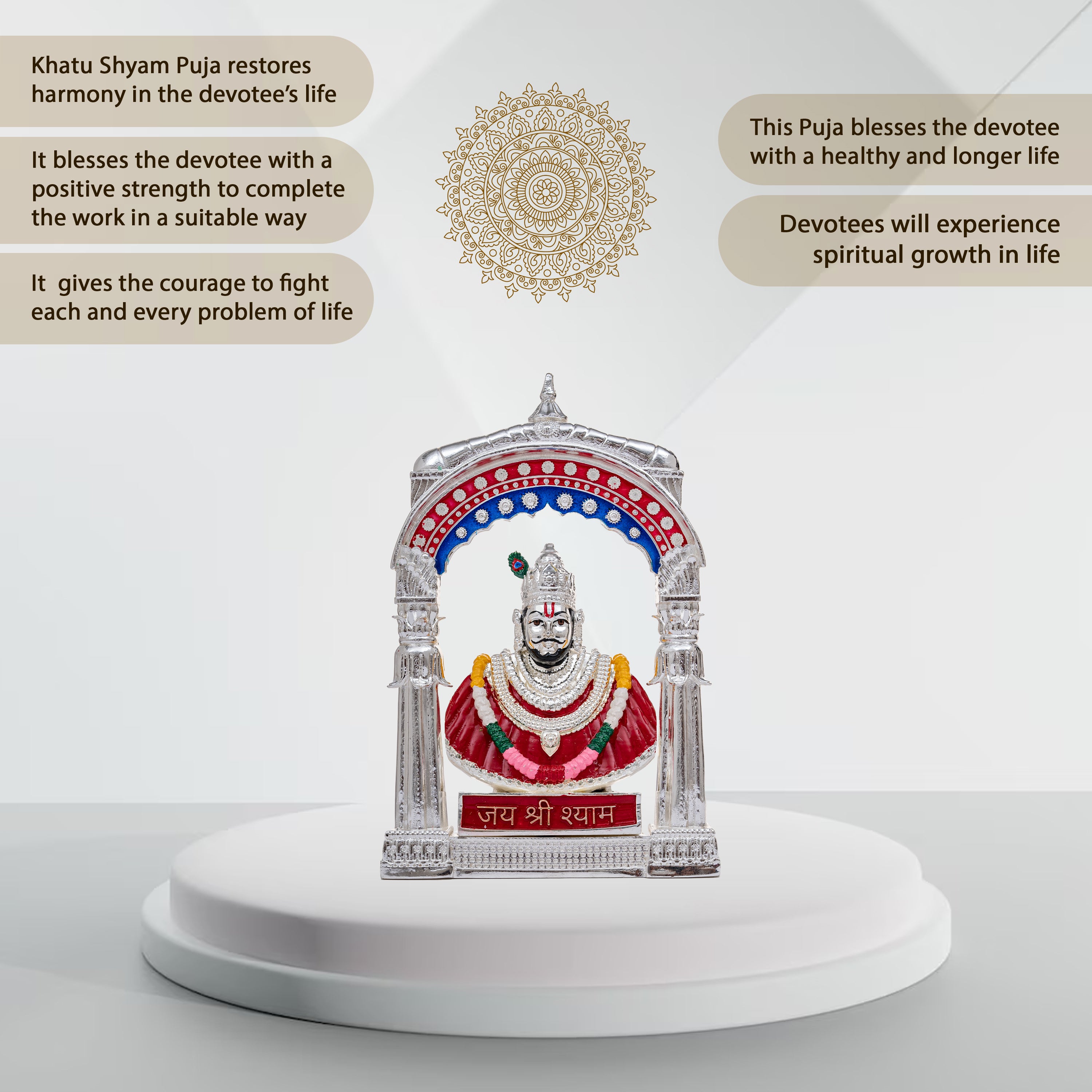 Pure Gold Coated Khatu Shyam Murti | Khatu Shyam ji Idol for Car Dashboard |Shyam Baba Murti Idol for Peace & Positivity |Khatu Shyam Ji Ki Murti For Home