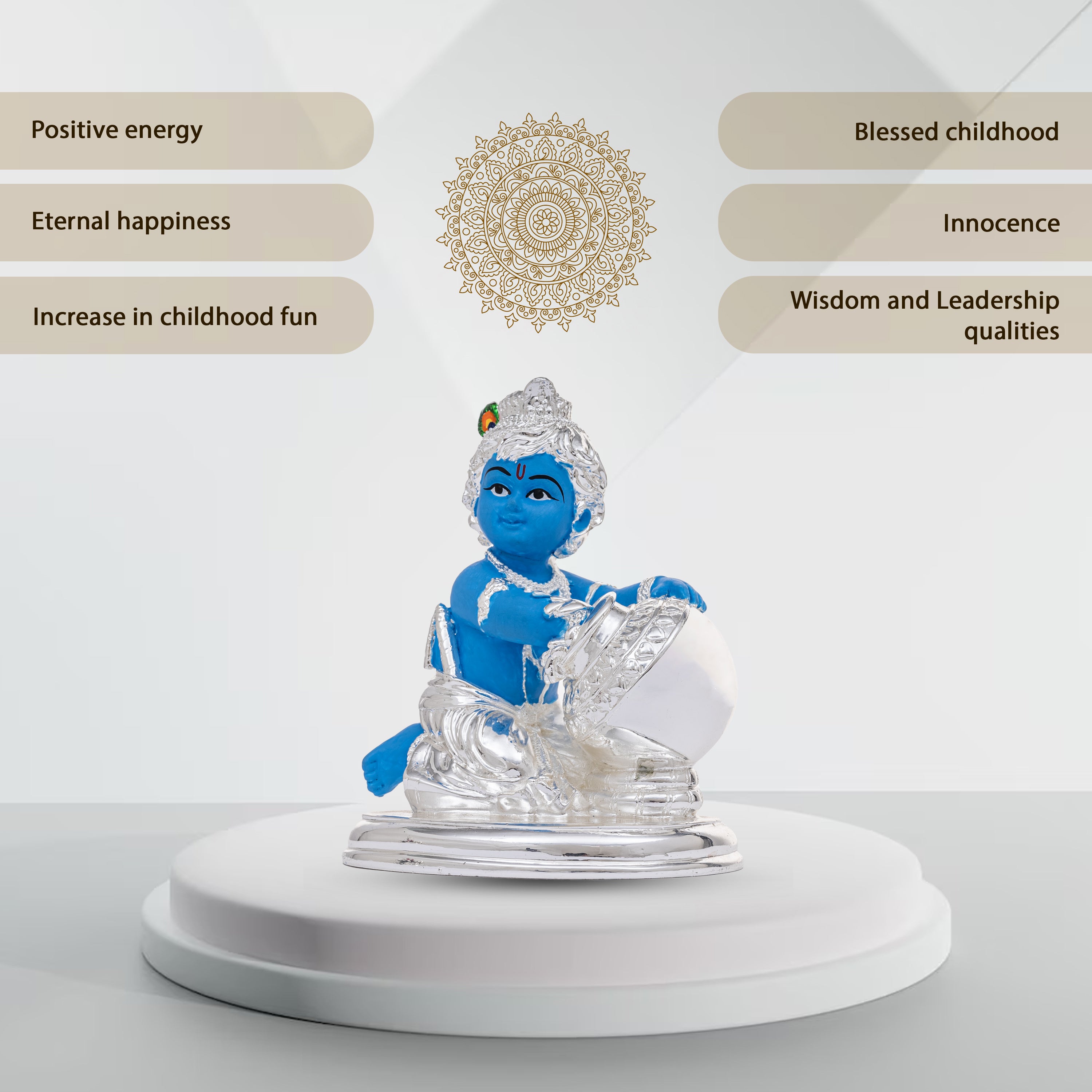 Original Silver Coated Blue Krishna Idol