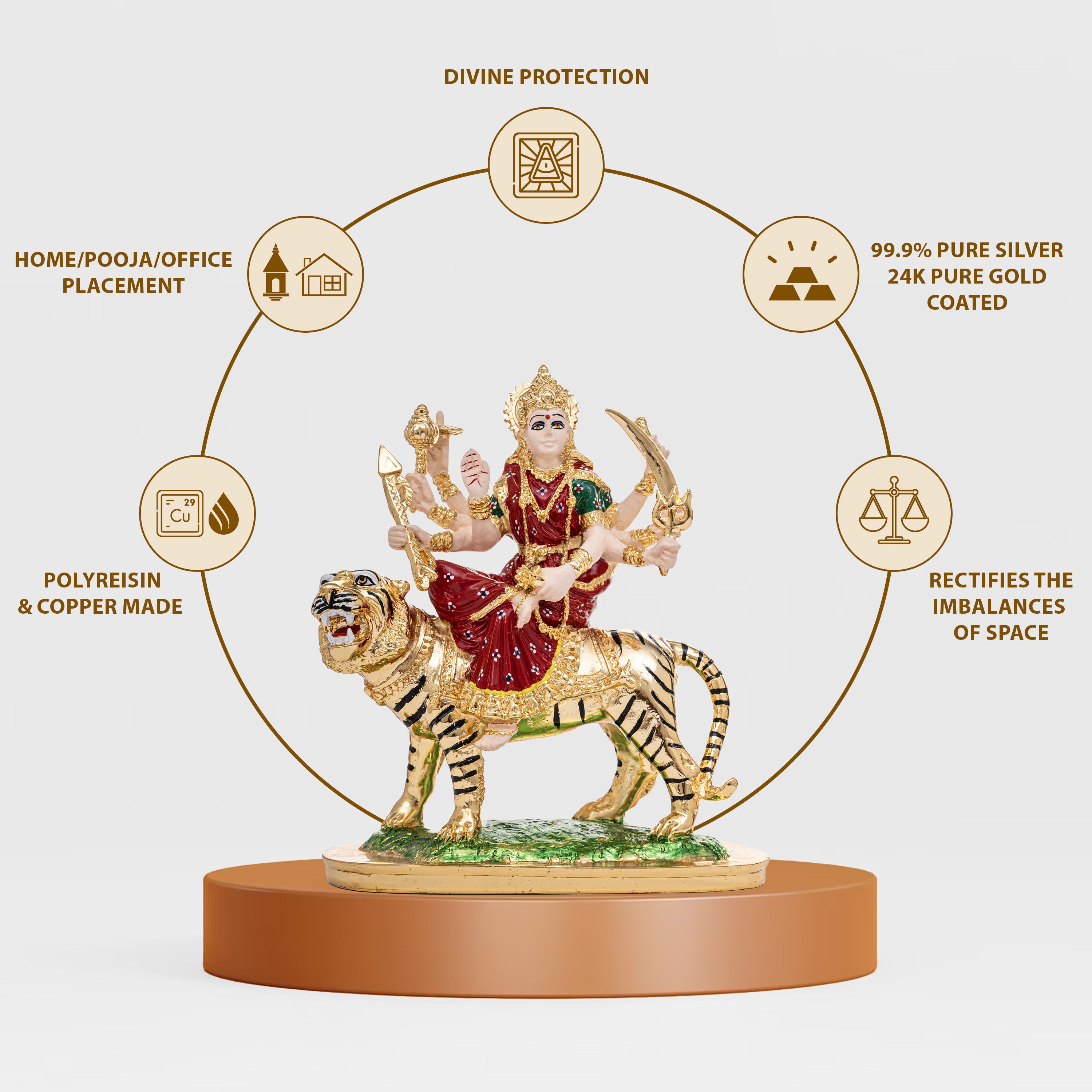 Durga Mata Gold Idol