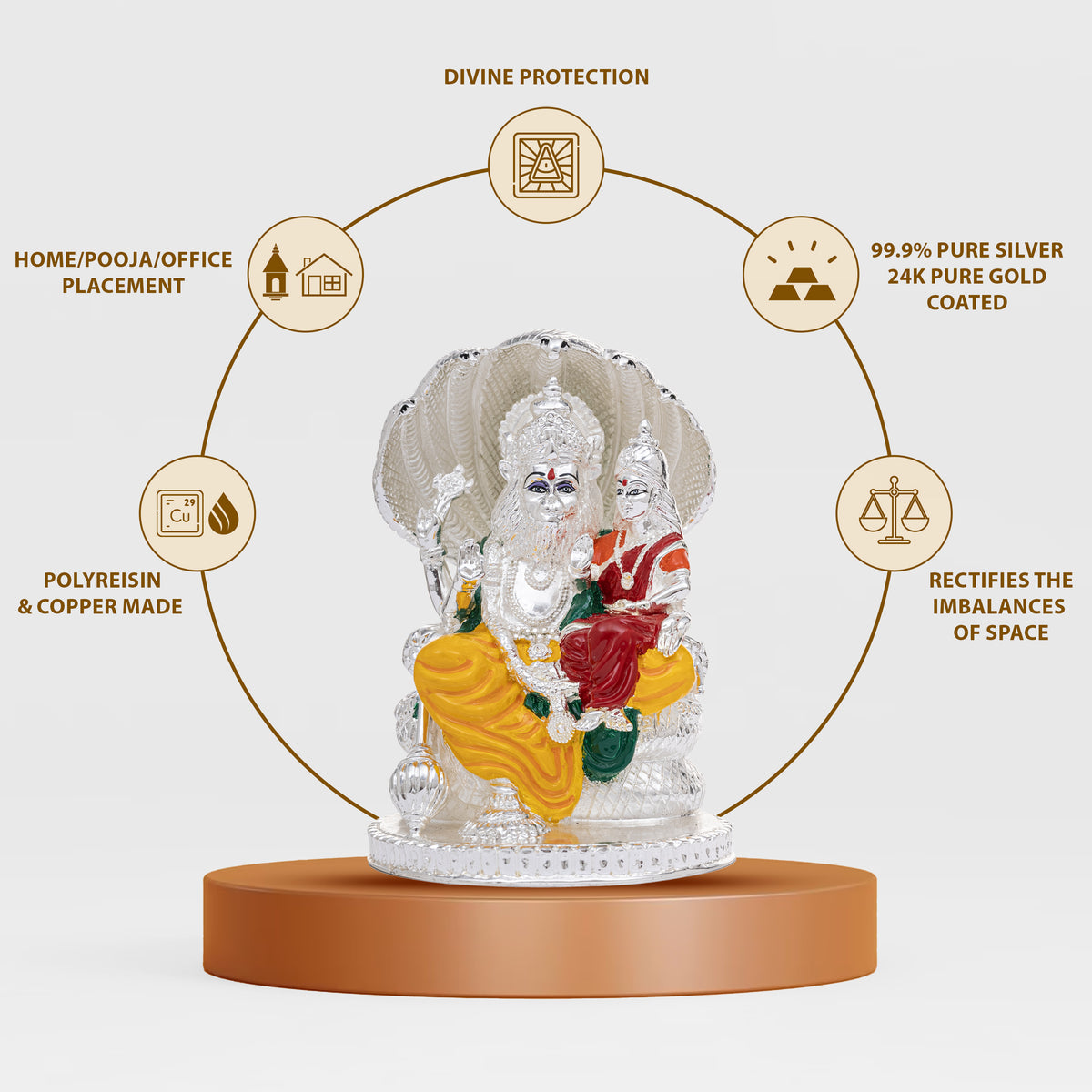 Original Silver Plating Lakshmi Narasimhar Idol For Gifts & Home