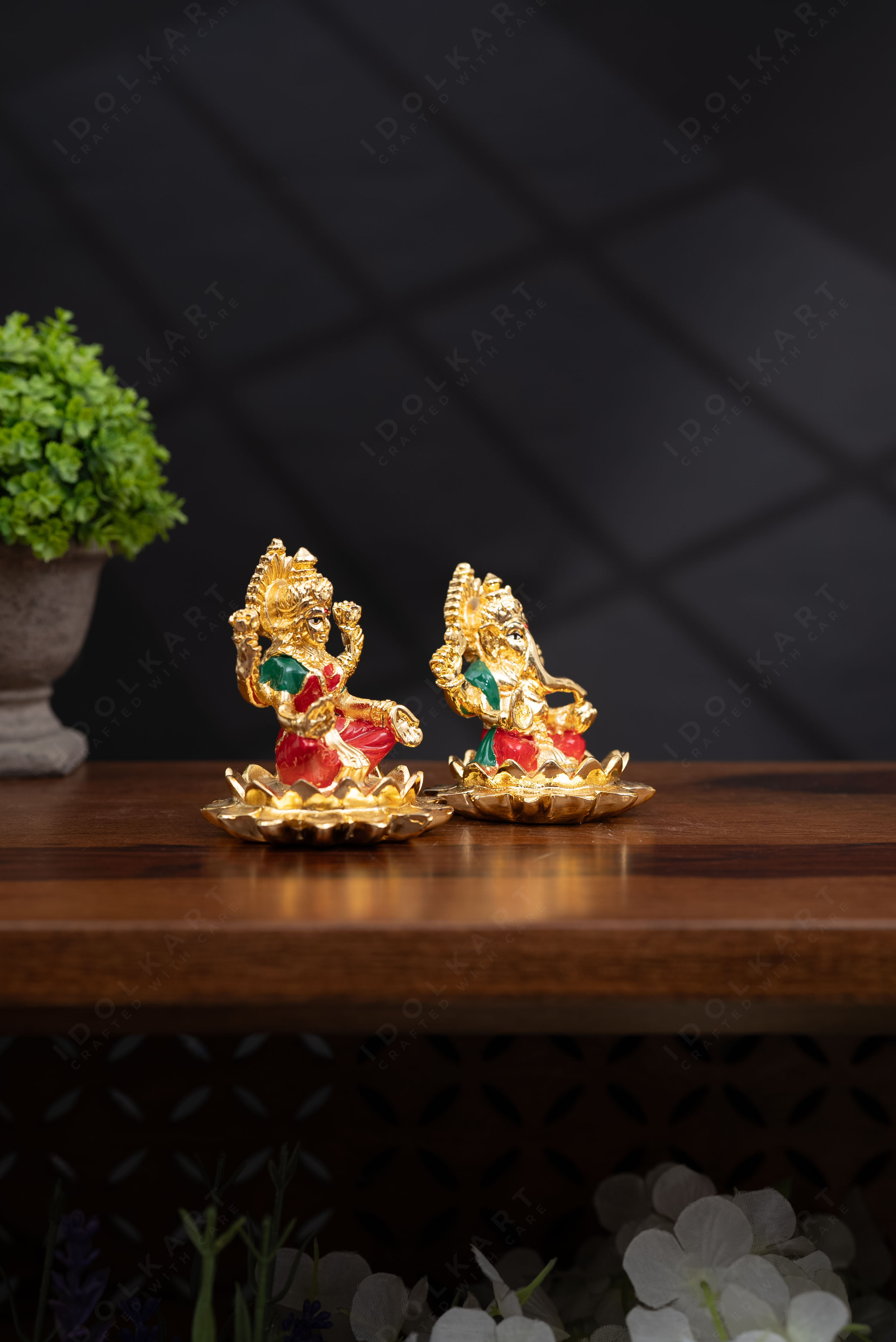 Gold Laxmi Murti Sitting on Lotus