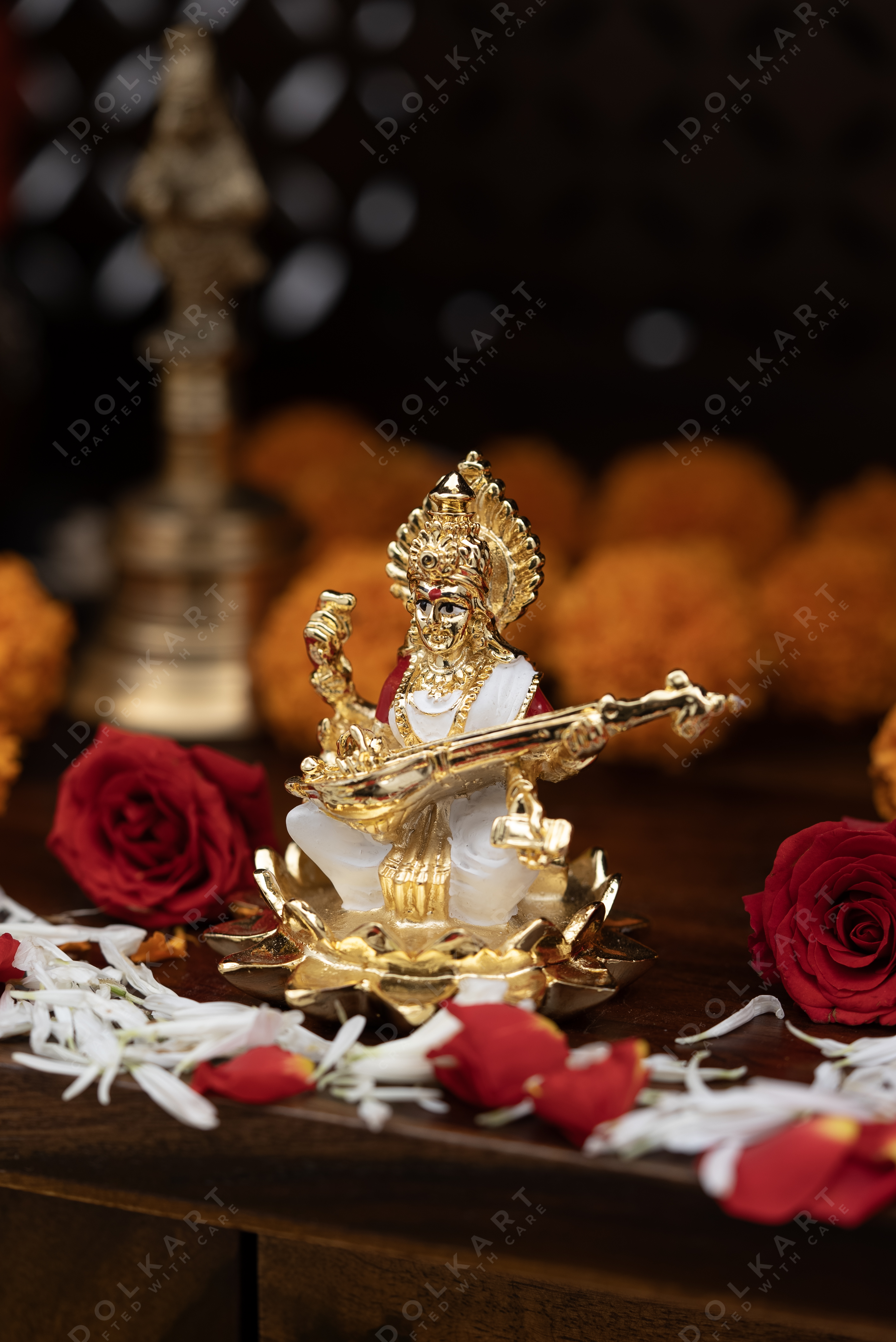Saraswati Mata on Lotus | 3 inch | Idolkart