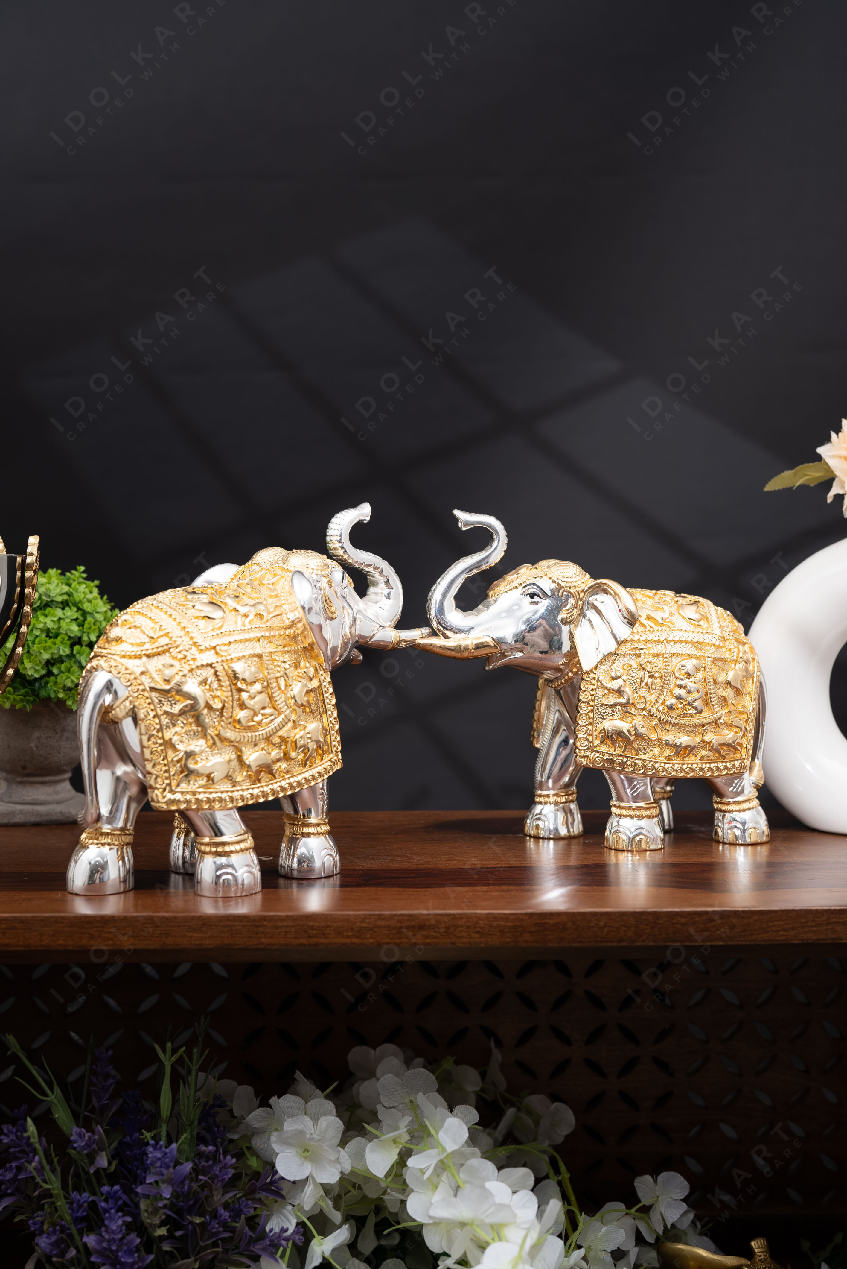 Gold-Silver Elephant Pair for home