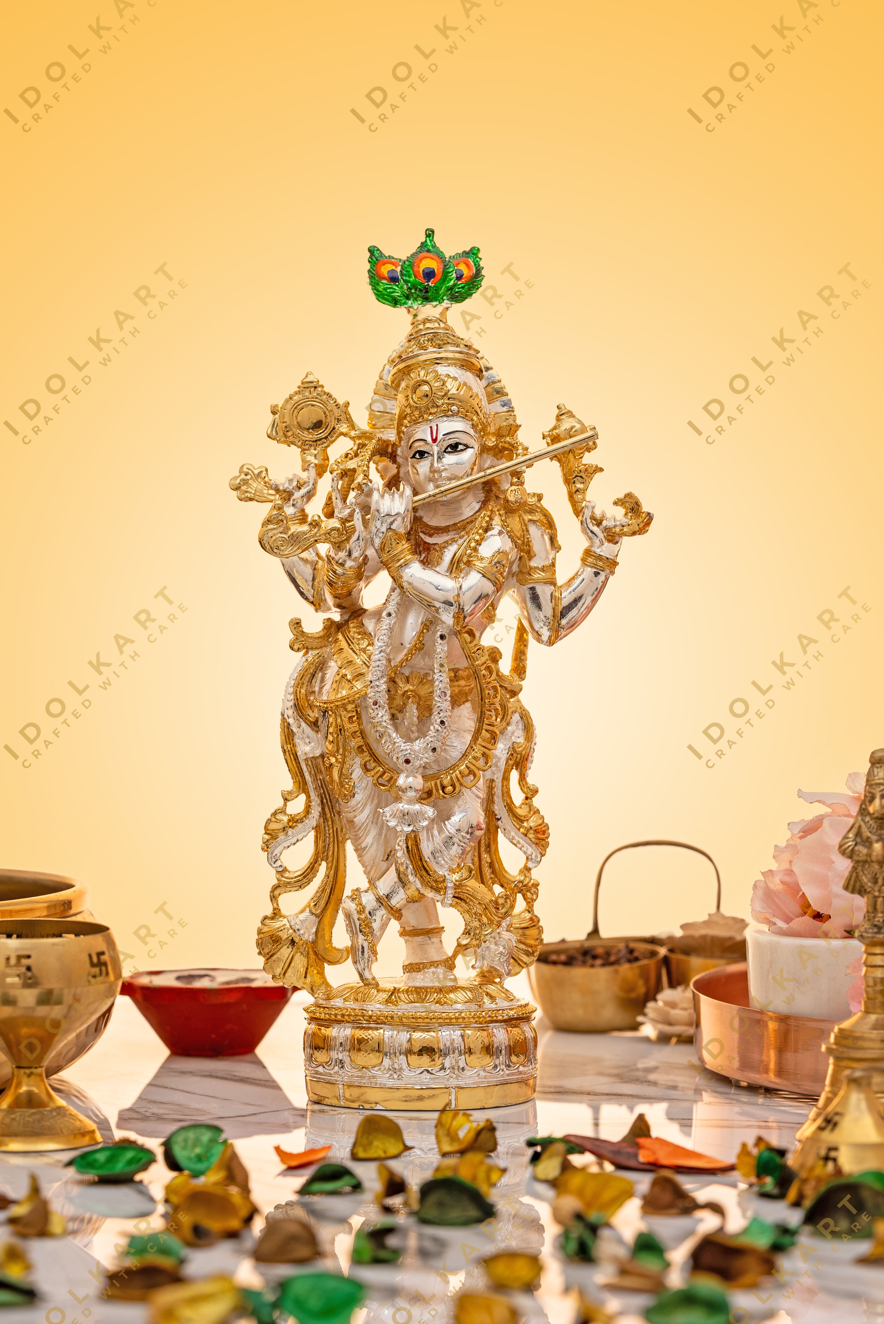 Gold & Silver Coated Premium Krishna Murti