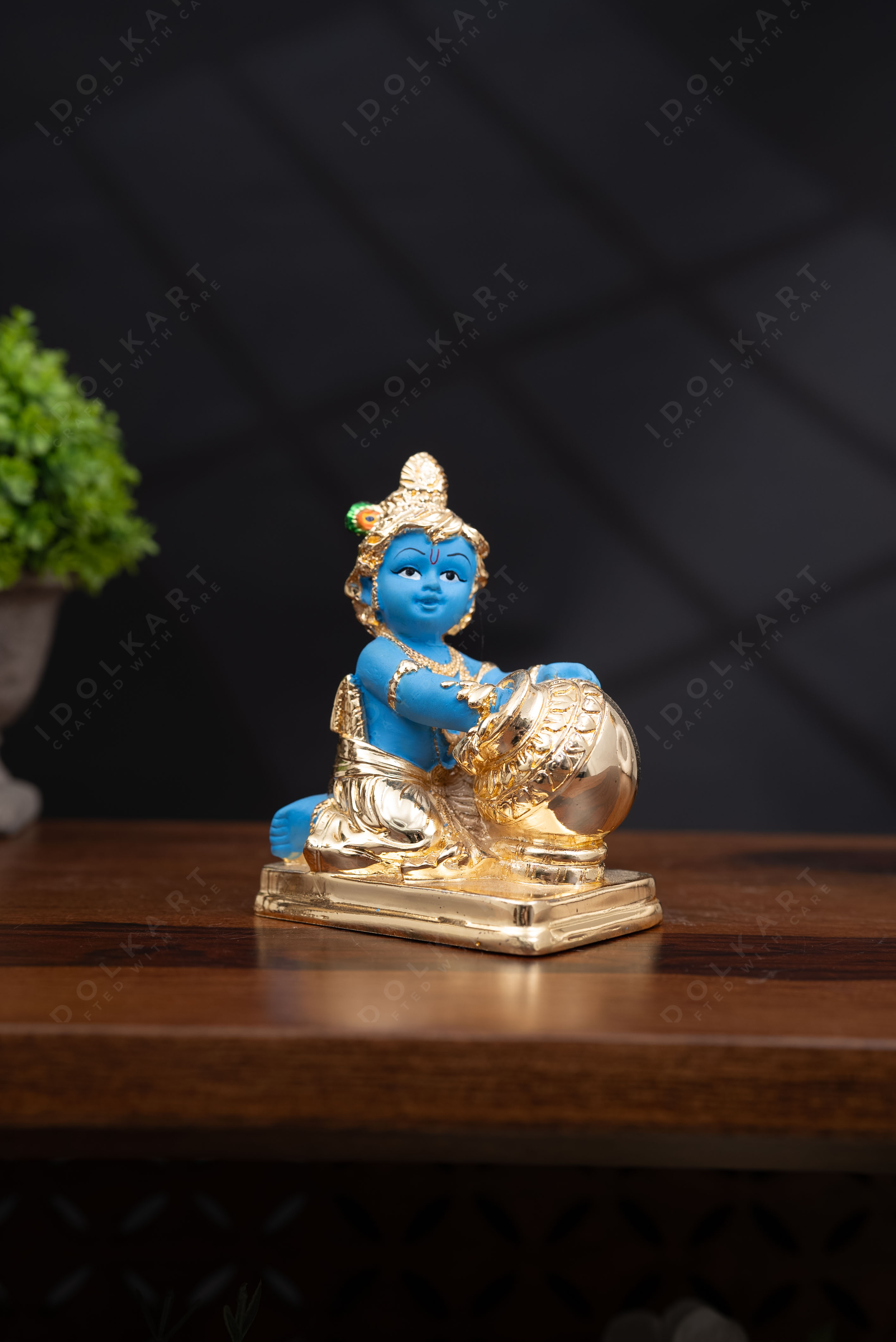 Gold Coated Krishna Idol