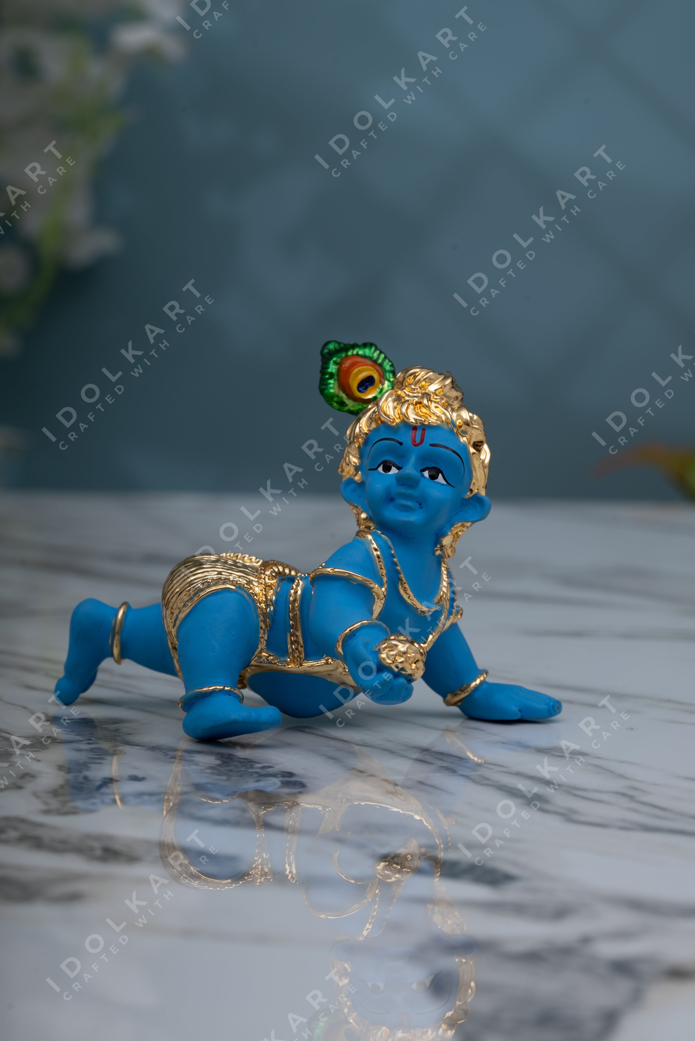 Gold Coated Baby Krishna Idol
