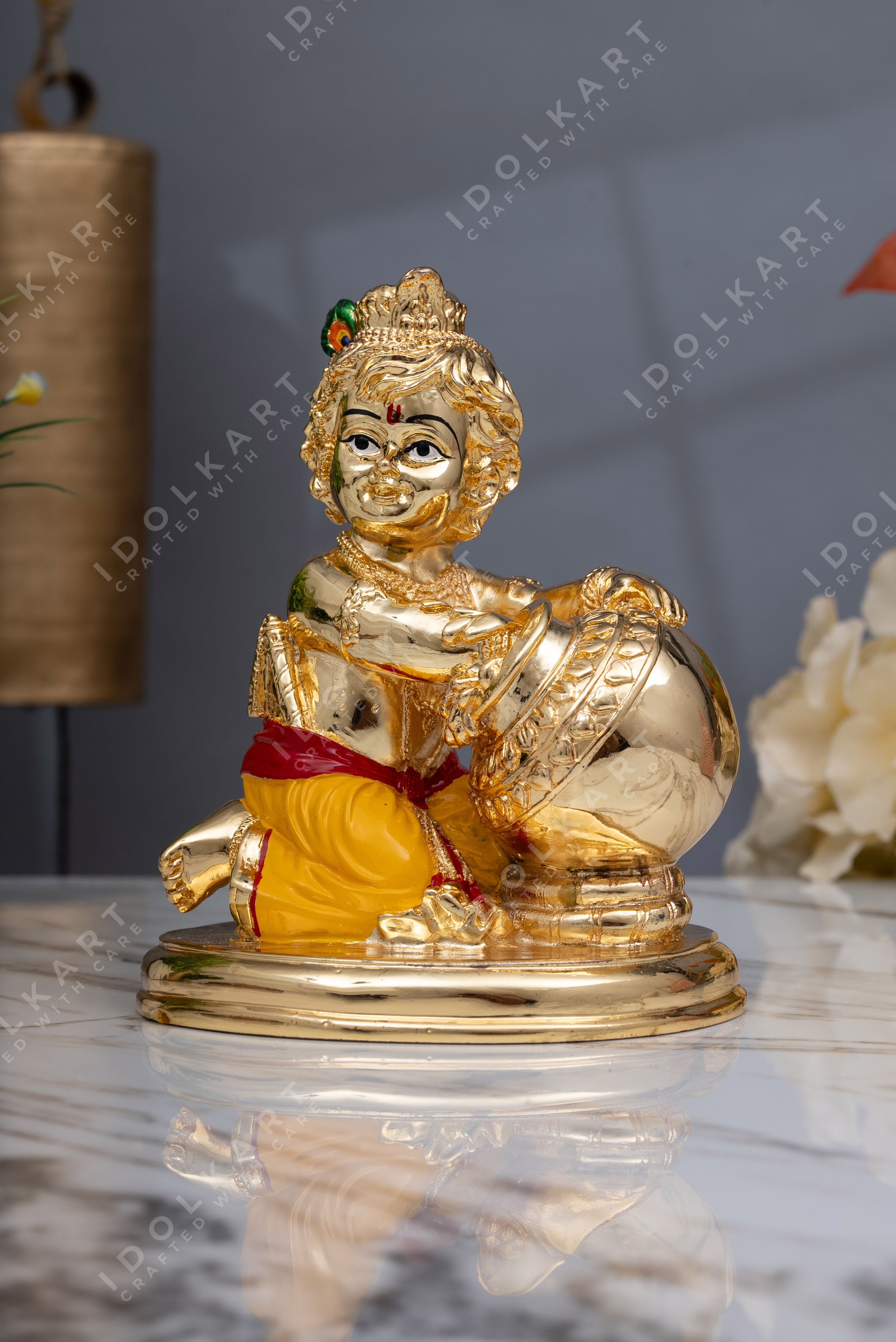 24K Gold Coated Krishna Idol