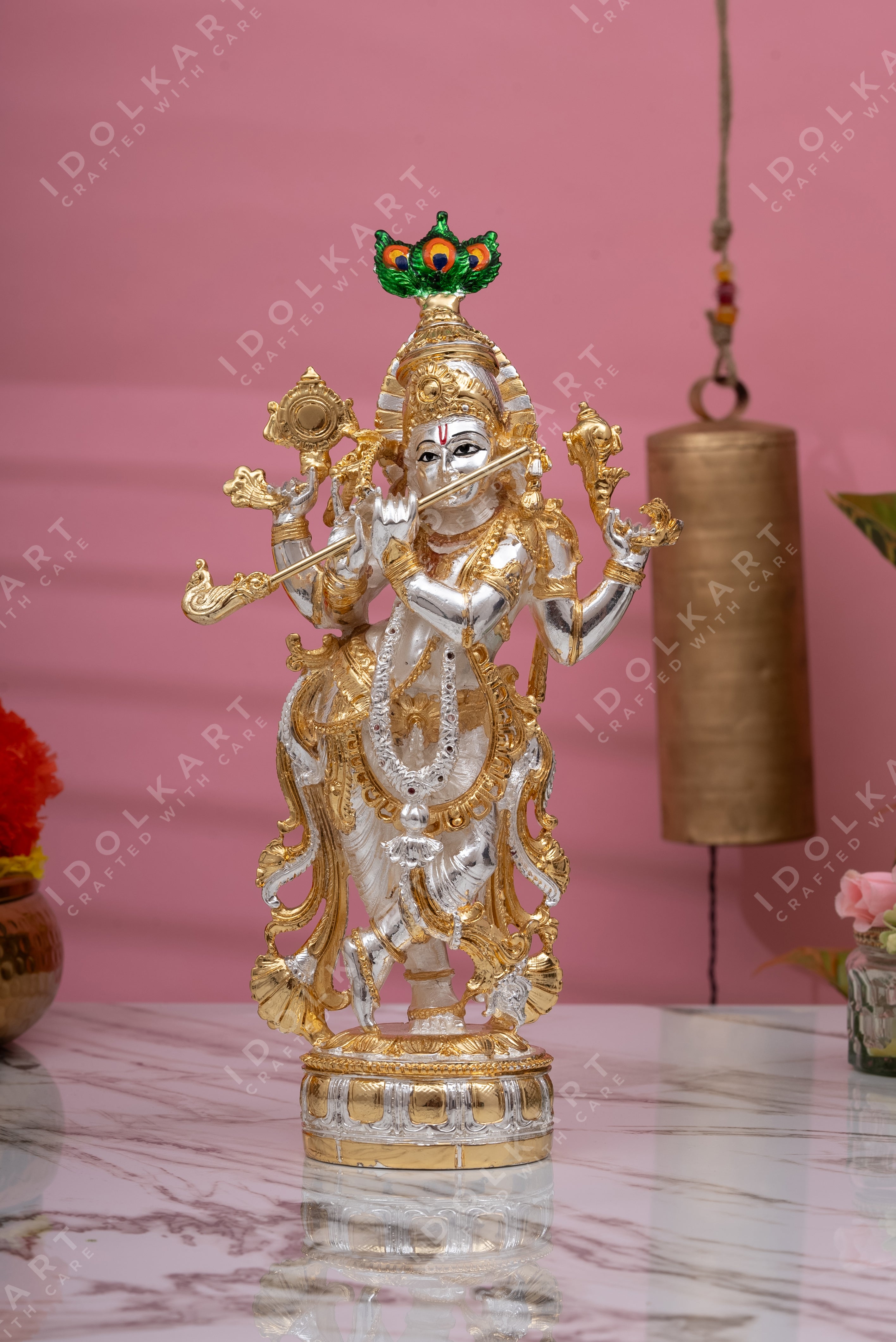 Gold & Silver Coated Premium Krishna Idol