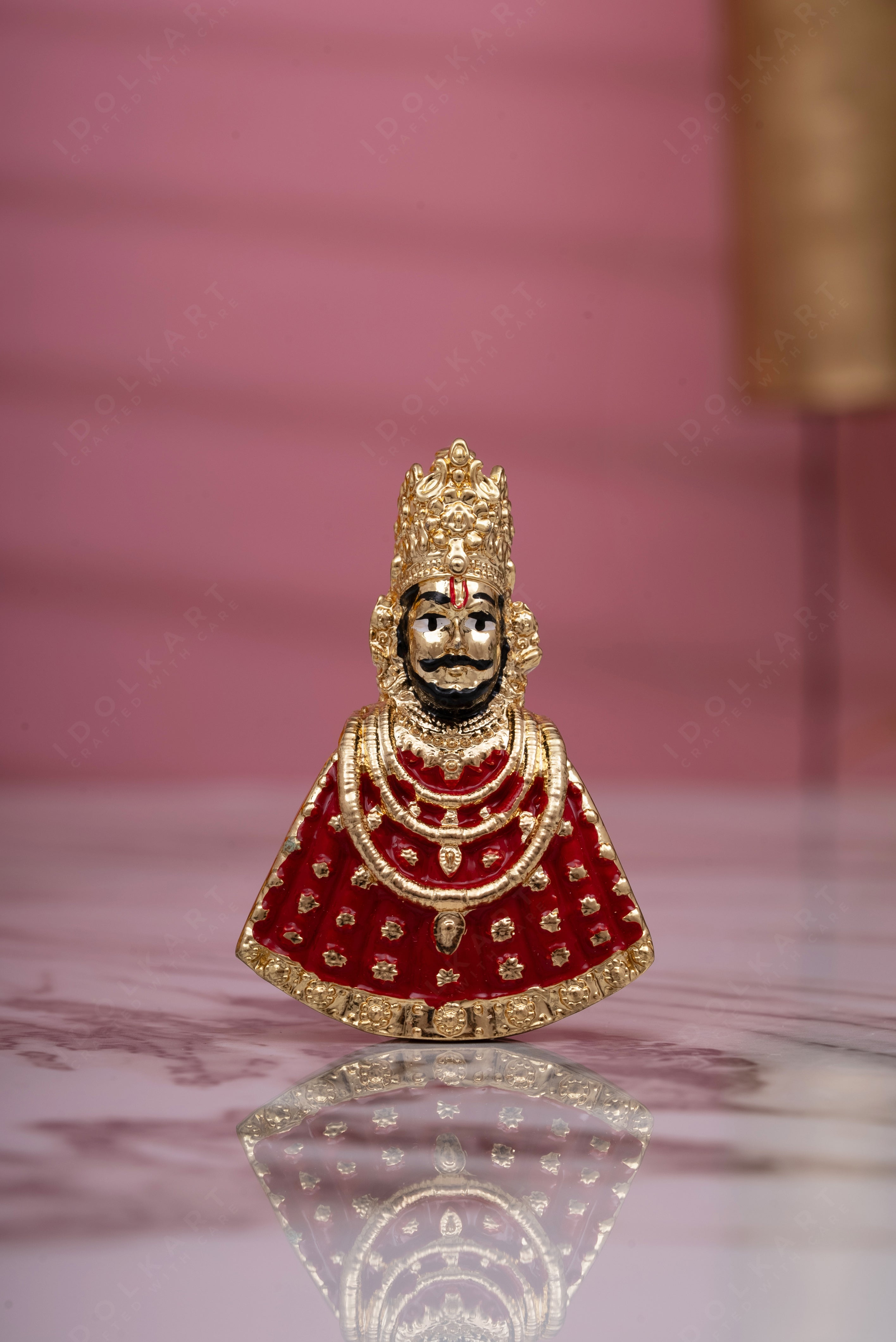 Pure Gold Coated Khatu Shyam Murti | Khatu Shyam ji Idol for Car Dashboard |Shyam Baba Murti Idol for Peace & Positivity |Khatu Shyam Ji Ki Murti For Home