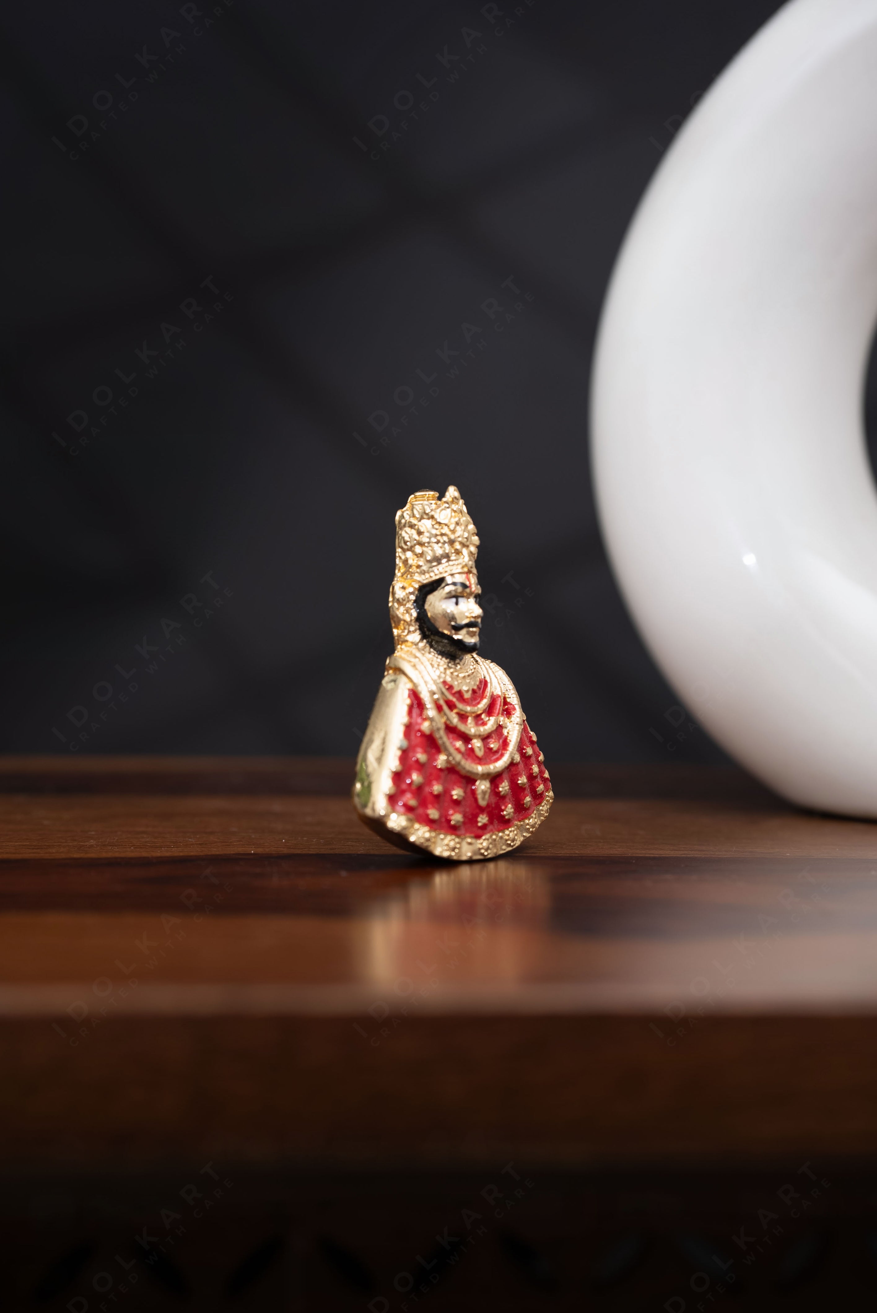 Pure Gold Coated Khatu Shyam Murti | Khatu Shyam ji Idol for Car Dashboard |Shyam Baba Murti Idol for Peace & Positivity |Khatu Shyam Ji Ki Murti For Home