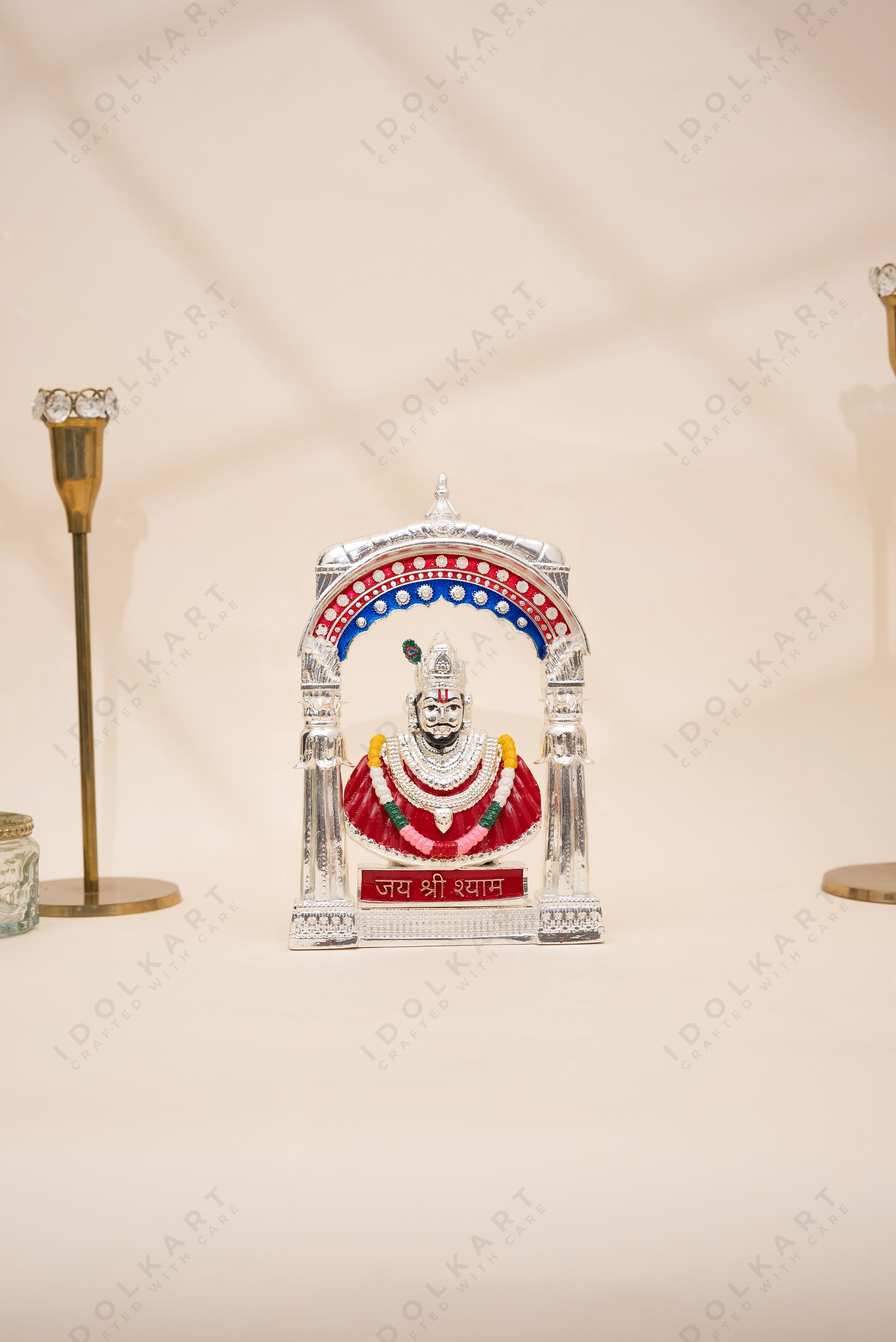 Pure Gold Coated Khatu Shyam Murti | Khatu Shyam ji Idol for Car Dashboard |Shyam Baba Murti Idol for Peace & Positivity |Khatu Shyam Ji Ki Murti For Home