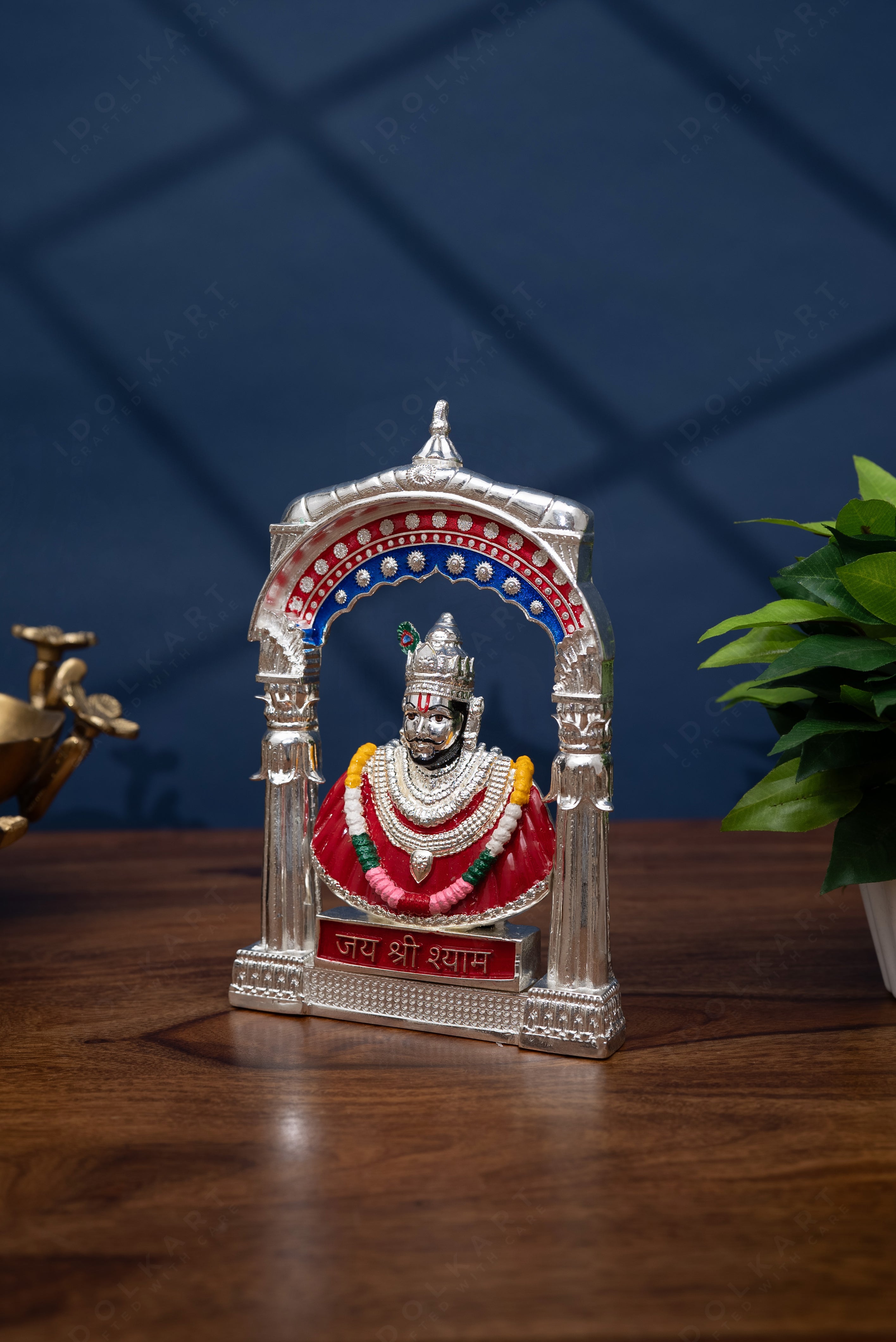 Pure Gold Coated Khatu Shyam Murti | Khatu Shyam ji Idol for Car Dashboard |Shyam Baba Murti Idol for Peace & Positivity |Khatu Shyam Ji Ki Murti For Home