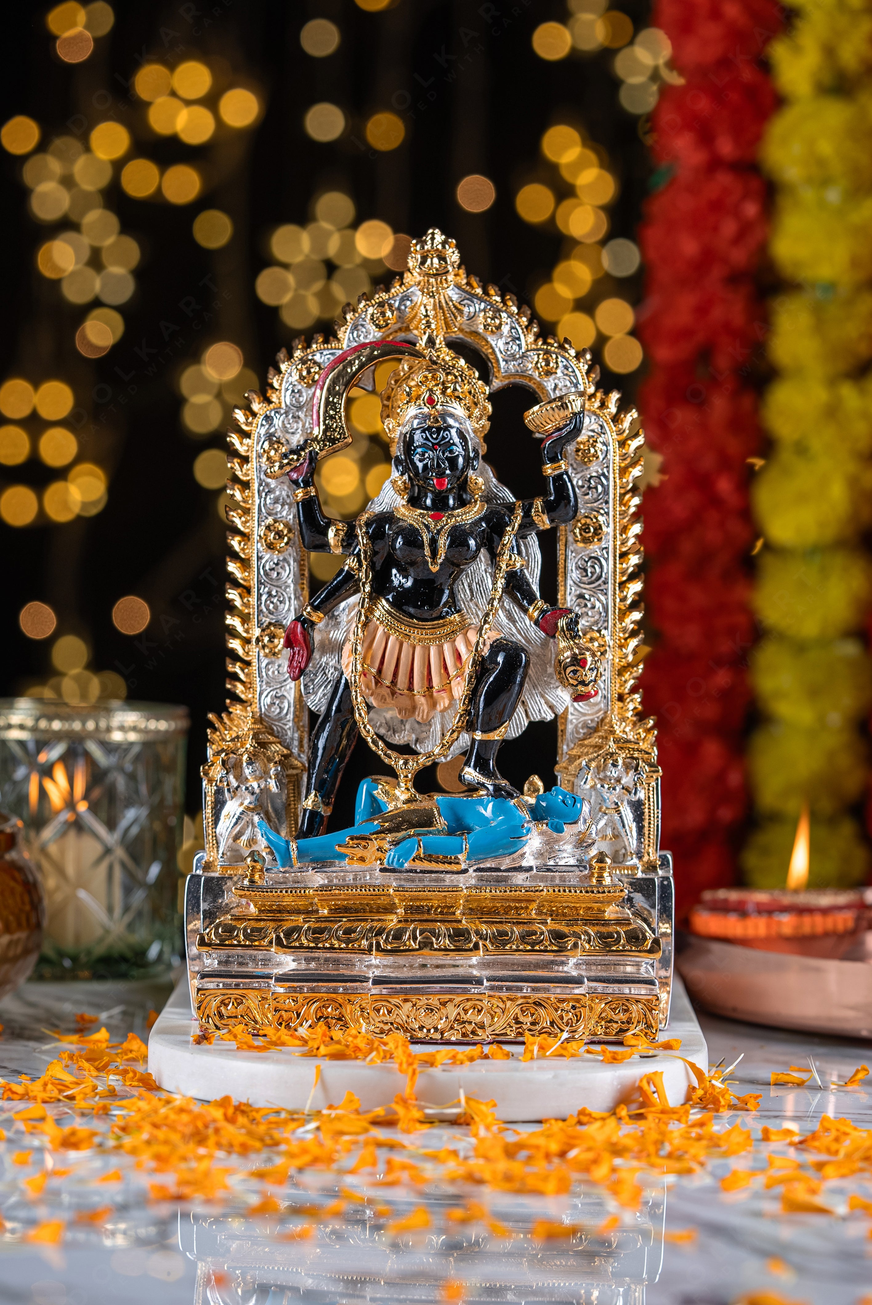 Goddess Kali Murti, Kali Mata Murti, Goddess Kali Idol, Maa Kali Mata Sculpture, Hindu God Statues, Handmade Hindu Religious Showpiece Gifts Puja
