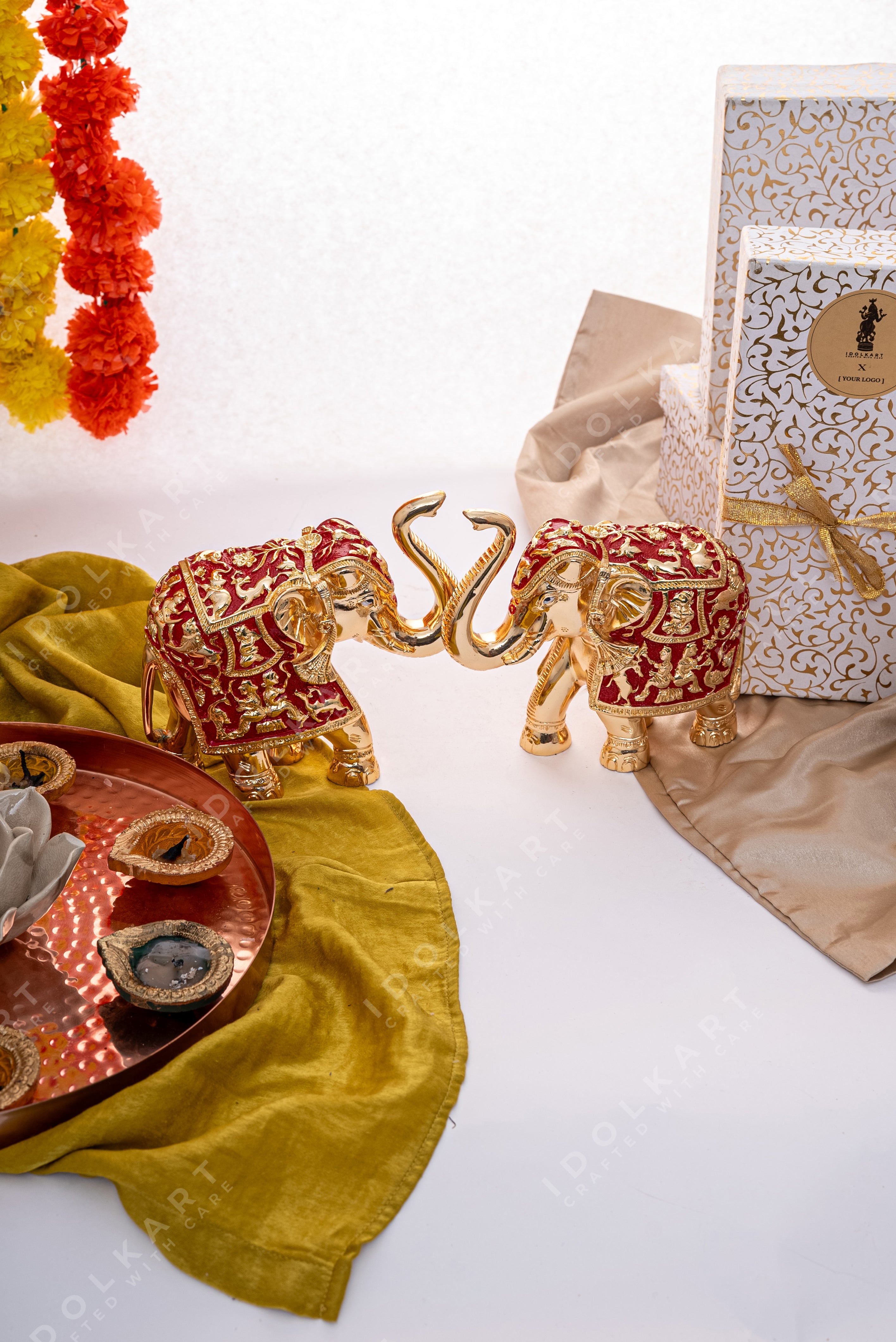 Gold-Red elephant Pair for gift