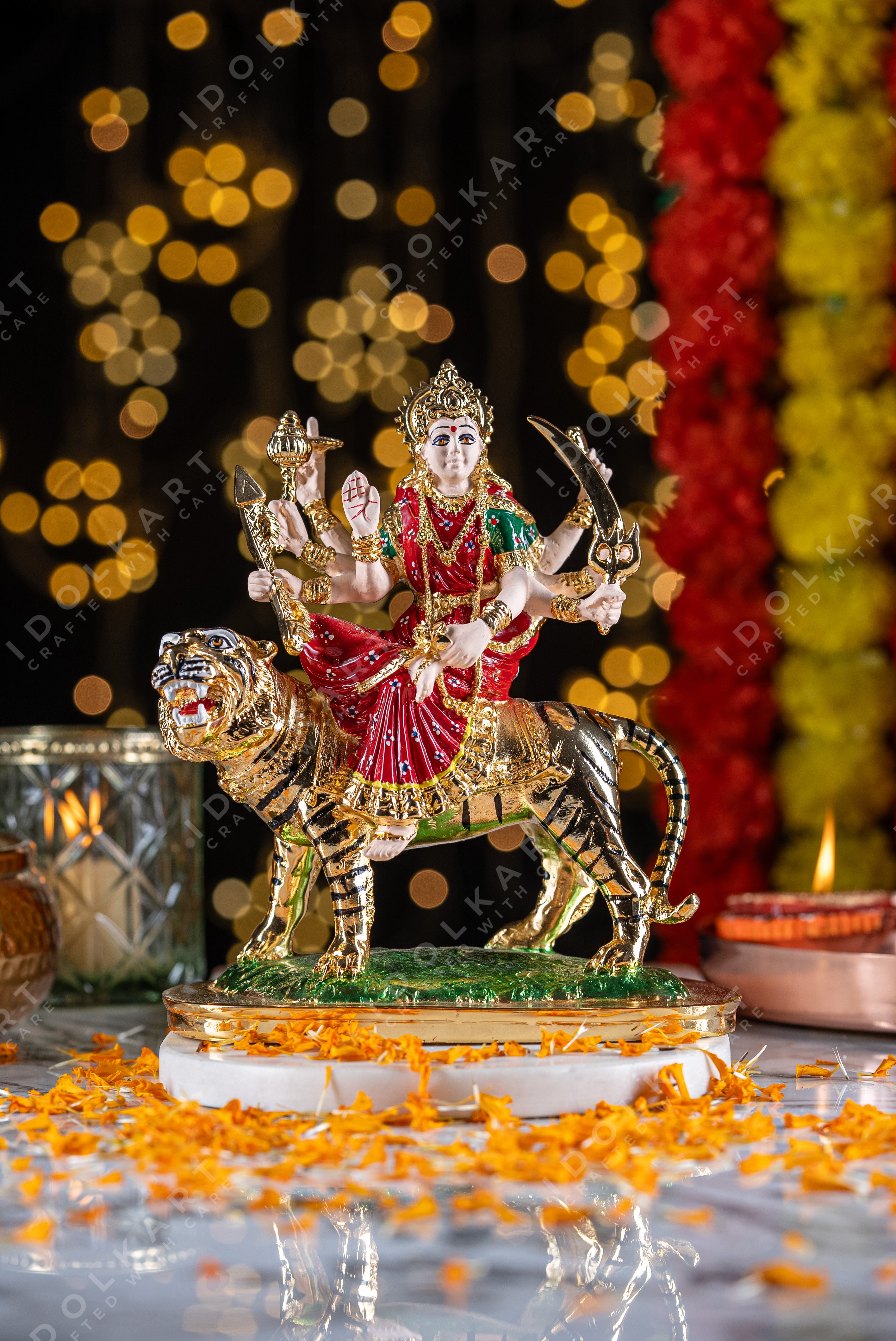 Gold Coated Durga Mata Idol