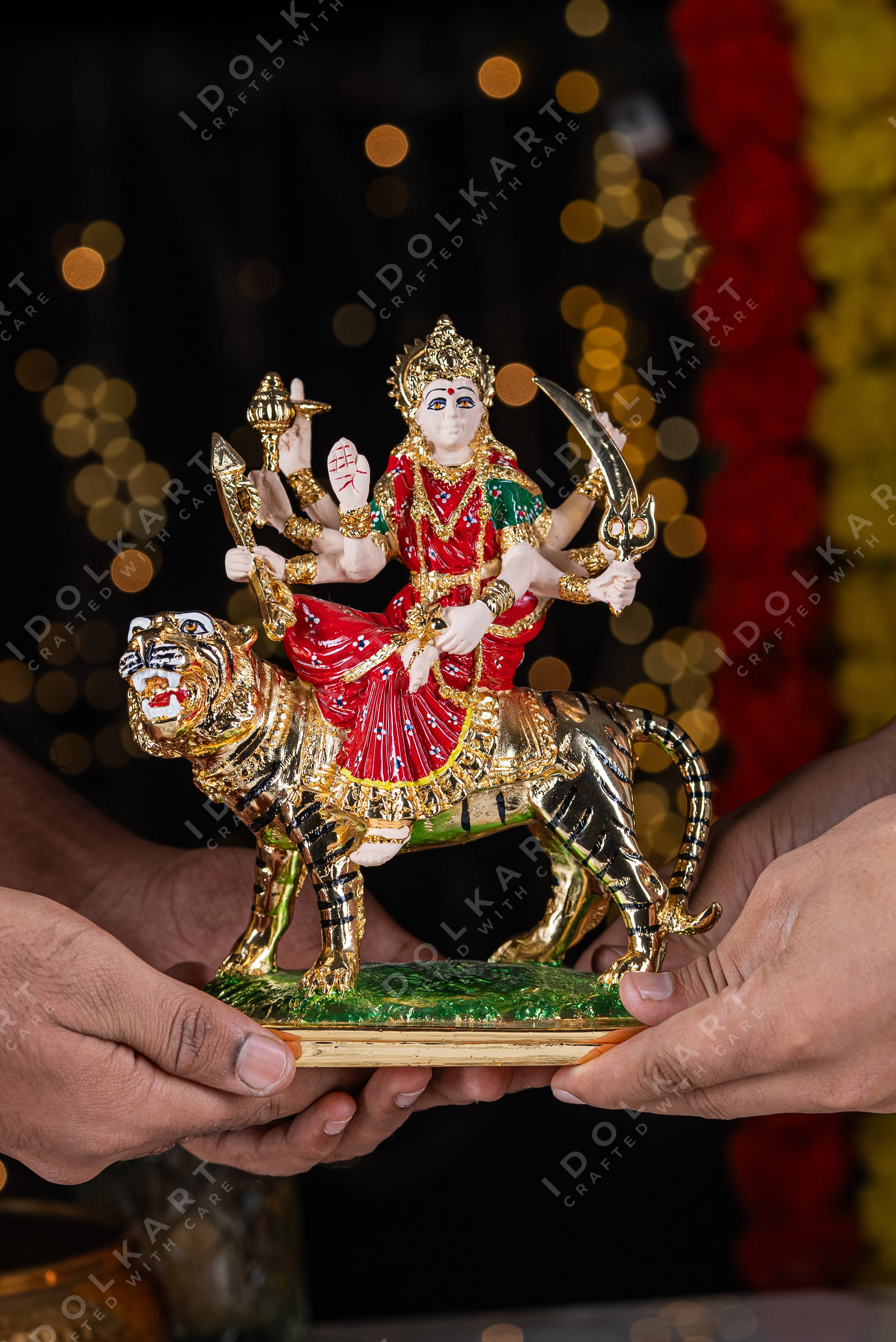 Gold Durga Mata Idol - 8 Inch