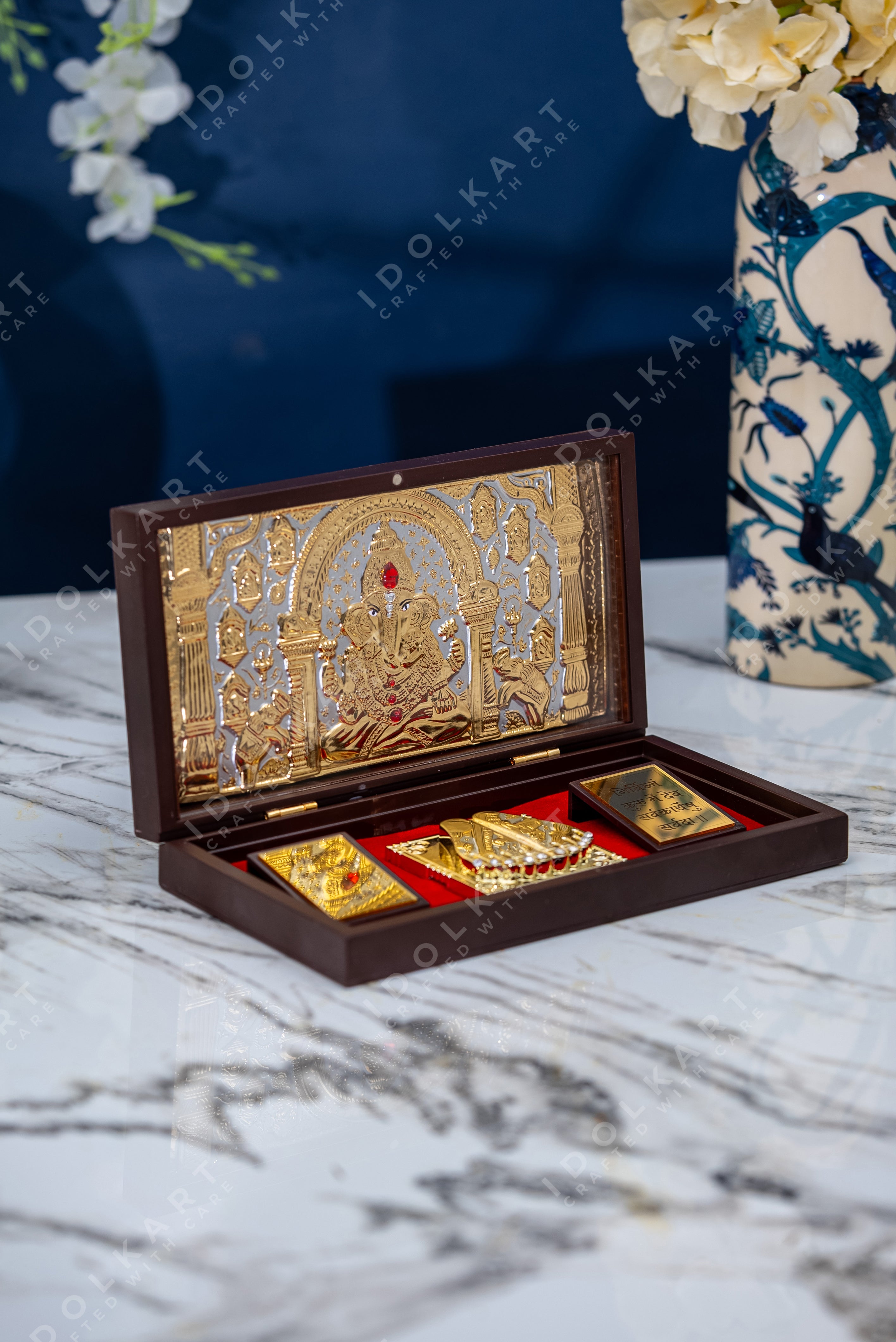 Gold Ganesh Ji Divine Pooja Boxes